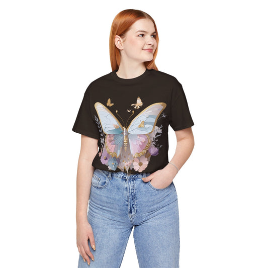 Butterfly Graphic Unisex 100 Cotton Lightweight Vintage Floral Design Jersey Tee 16