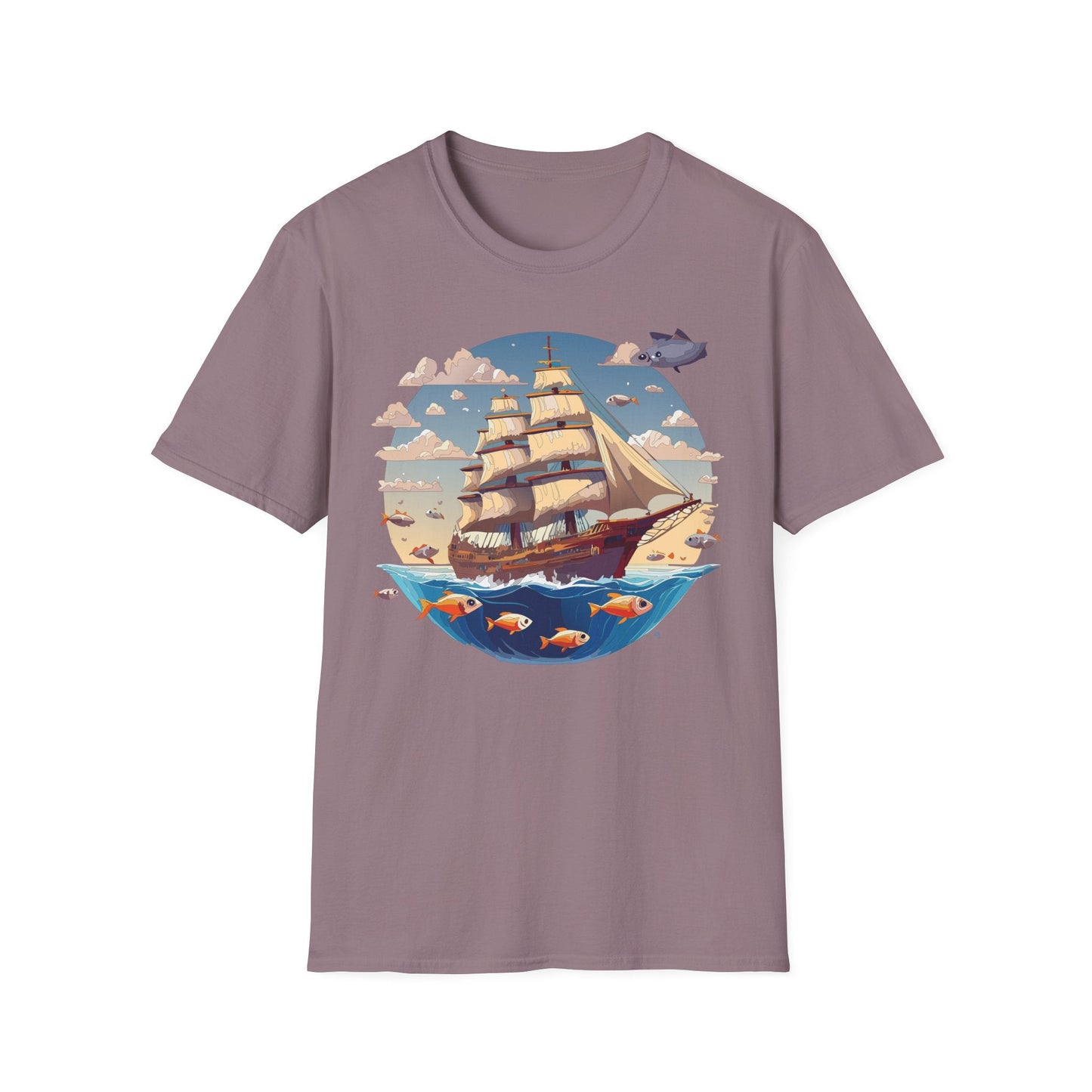 Nautical Ship Frigate Vessel T Shirt Unisex Premium Softstyle Cotton Tee Gildan 64000