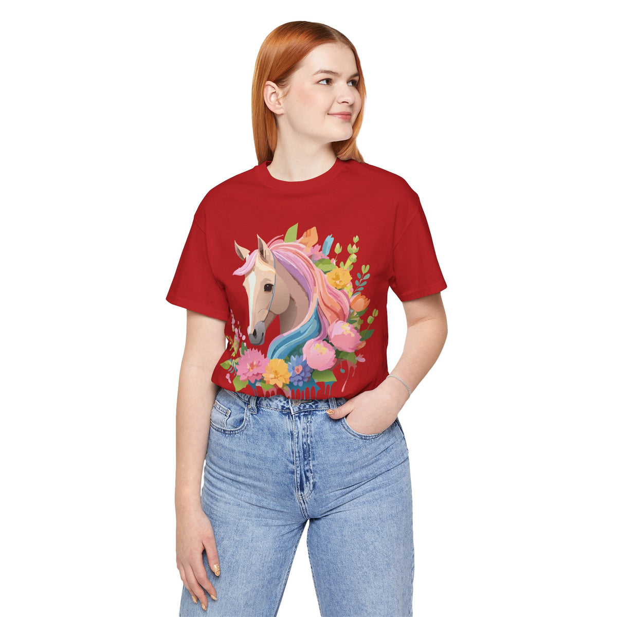Horse Graphic Unisex Cotton Bella+Canvas Tee with Art Animal Design e310