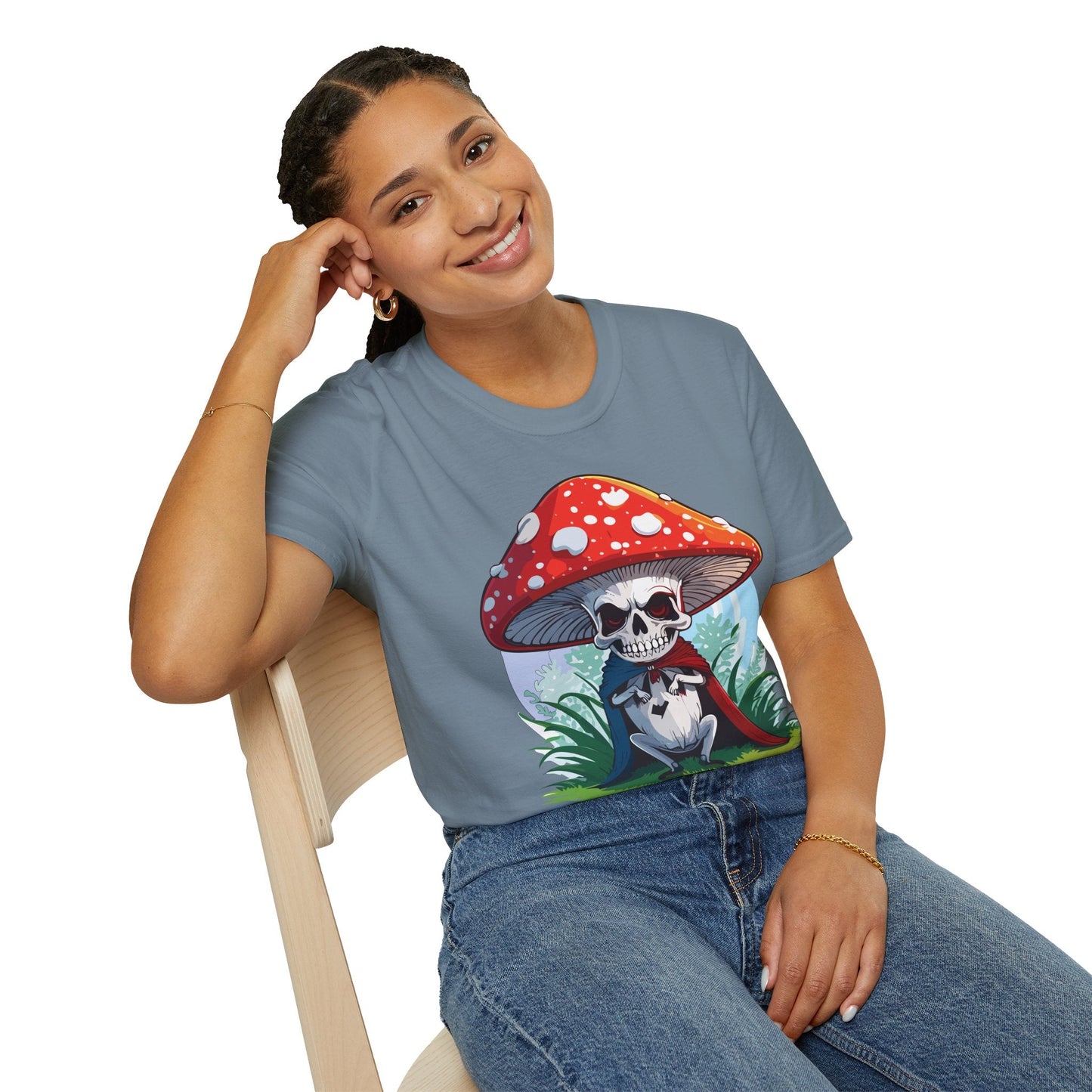 Funny Mashroom Graphic Unisex Softstyle Cotton With Cartoon Illustration Design 15