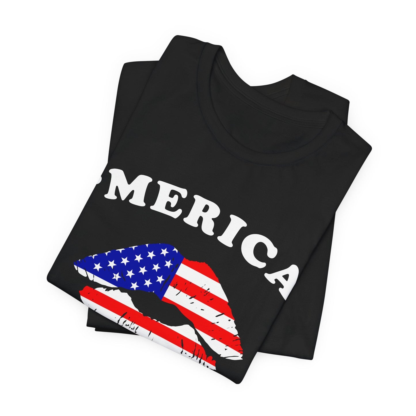 American Flag Lip Graphic Unisex Cotton T-Shirt a9