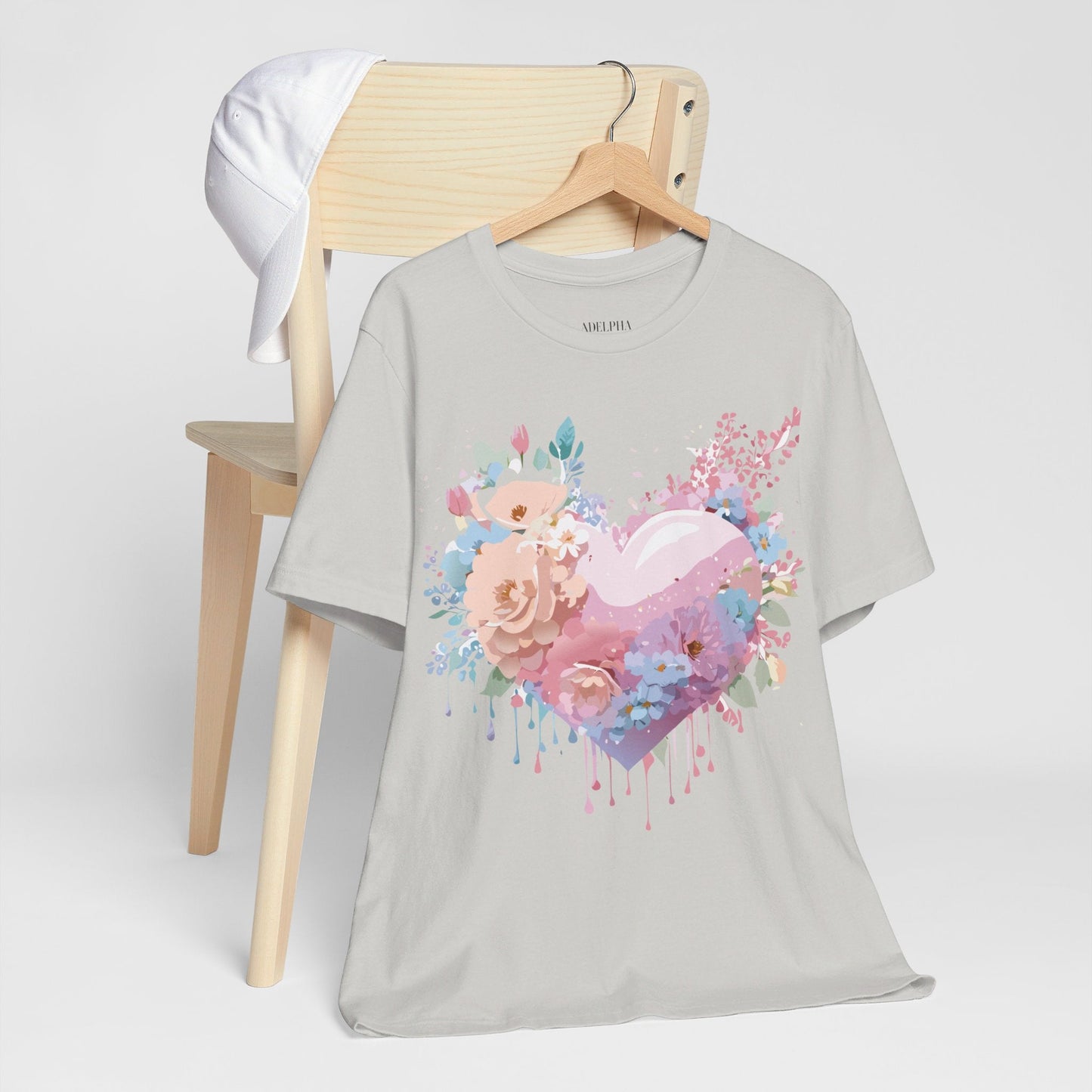 Valentine Day Graphic Unisex 100 Cotton Vintage Artwork with Love and Flower Design Tee 29