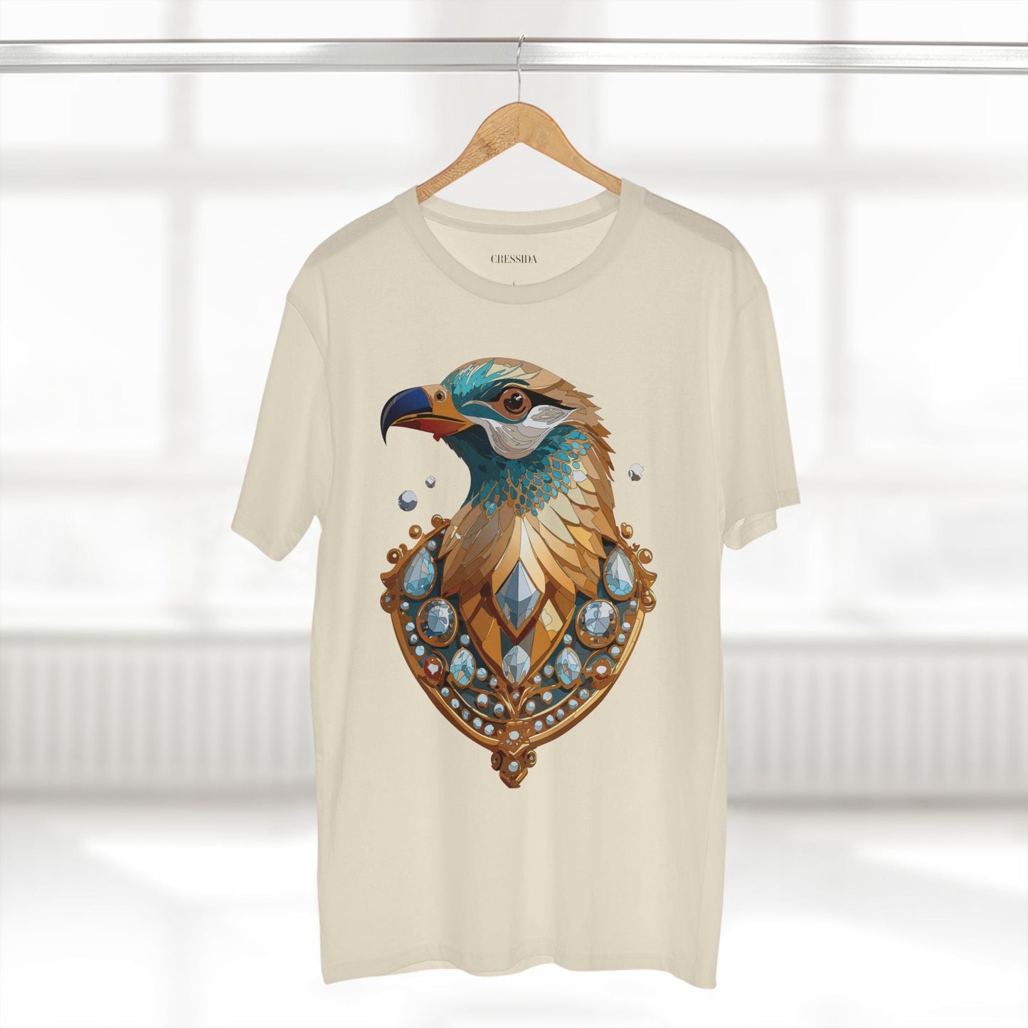 Bird Graphic Unisex 100 Cotton Tee With Unique Animal Golden Medallion Art Design 21