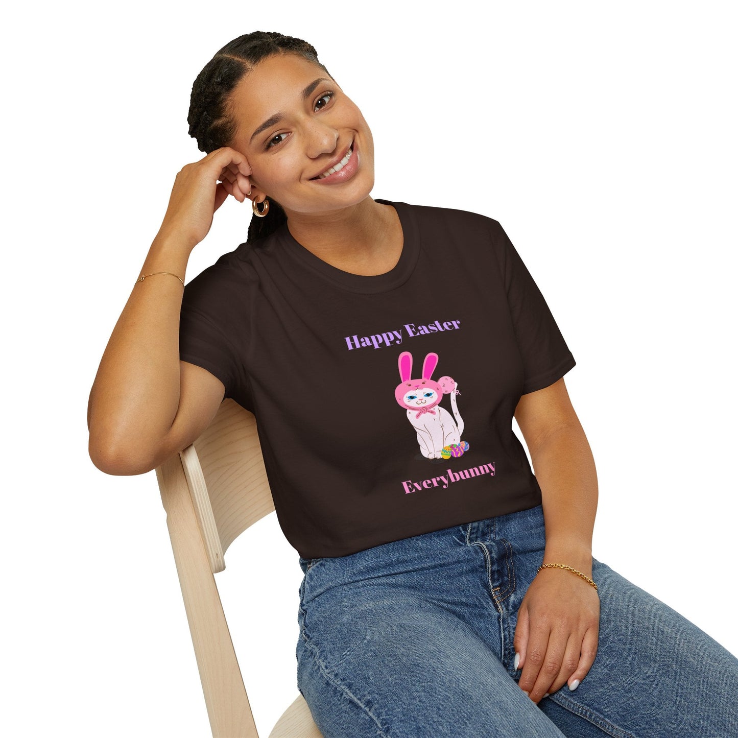 Unisex Easter Bunny T Shirt Softstyle 64000 Tee With Easter Design Print Gildan 100 Percent Ring Spun Cotton