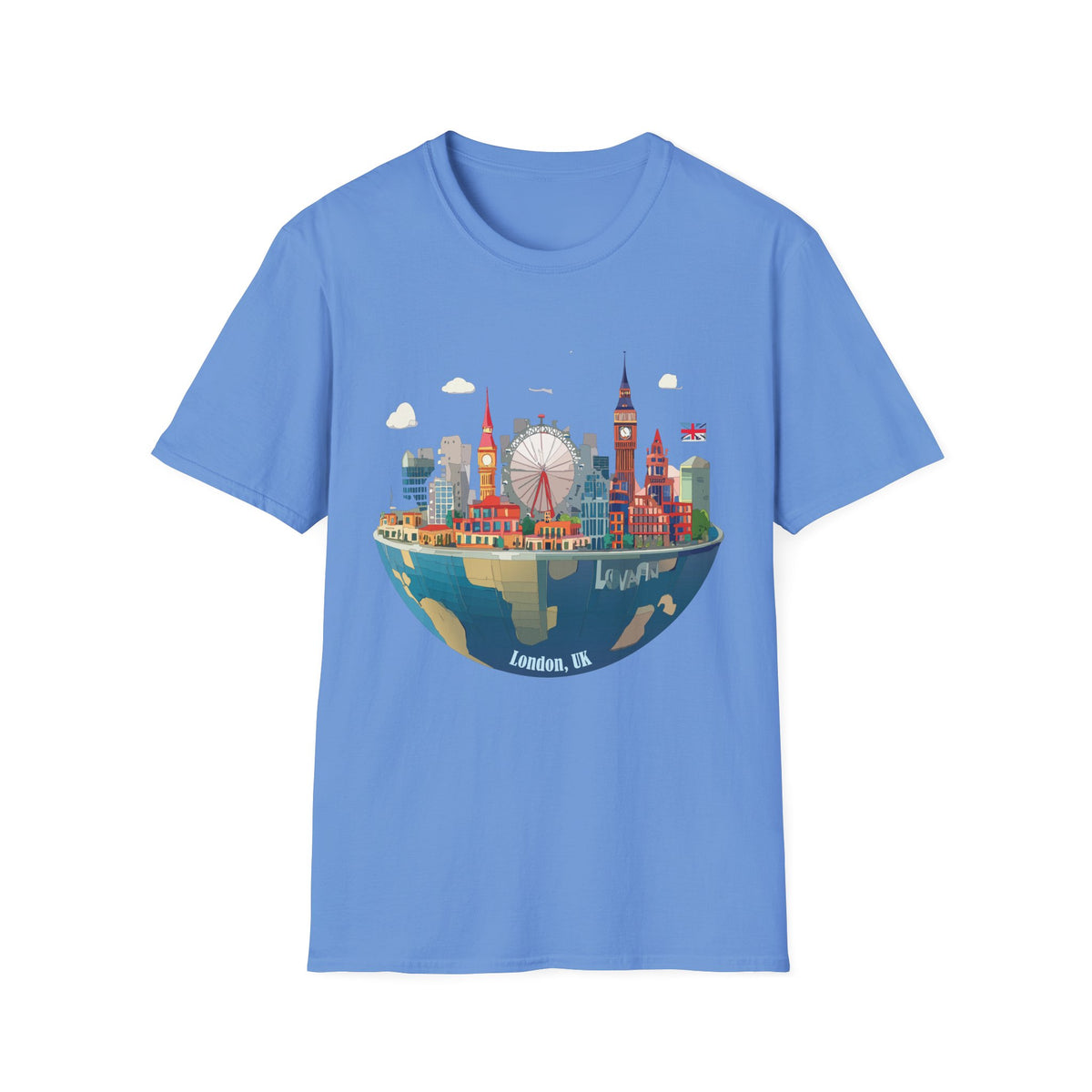 London Skyline Illustration T-Shirt | Big Ben, London Eye, Union Jack