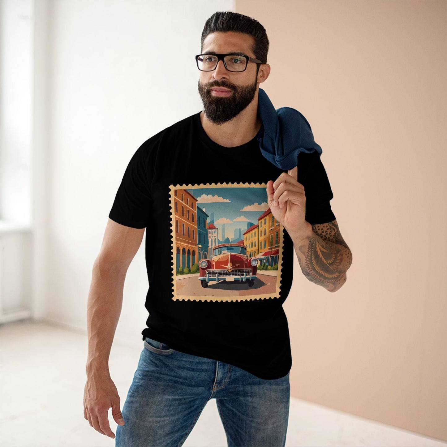 Postage Stamp Shirt Unisex Tee Original Art By Retro2Nova Premium Cotton Staple Tee