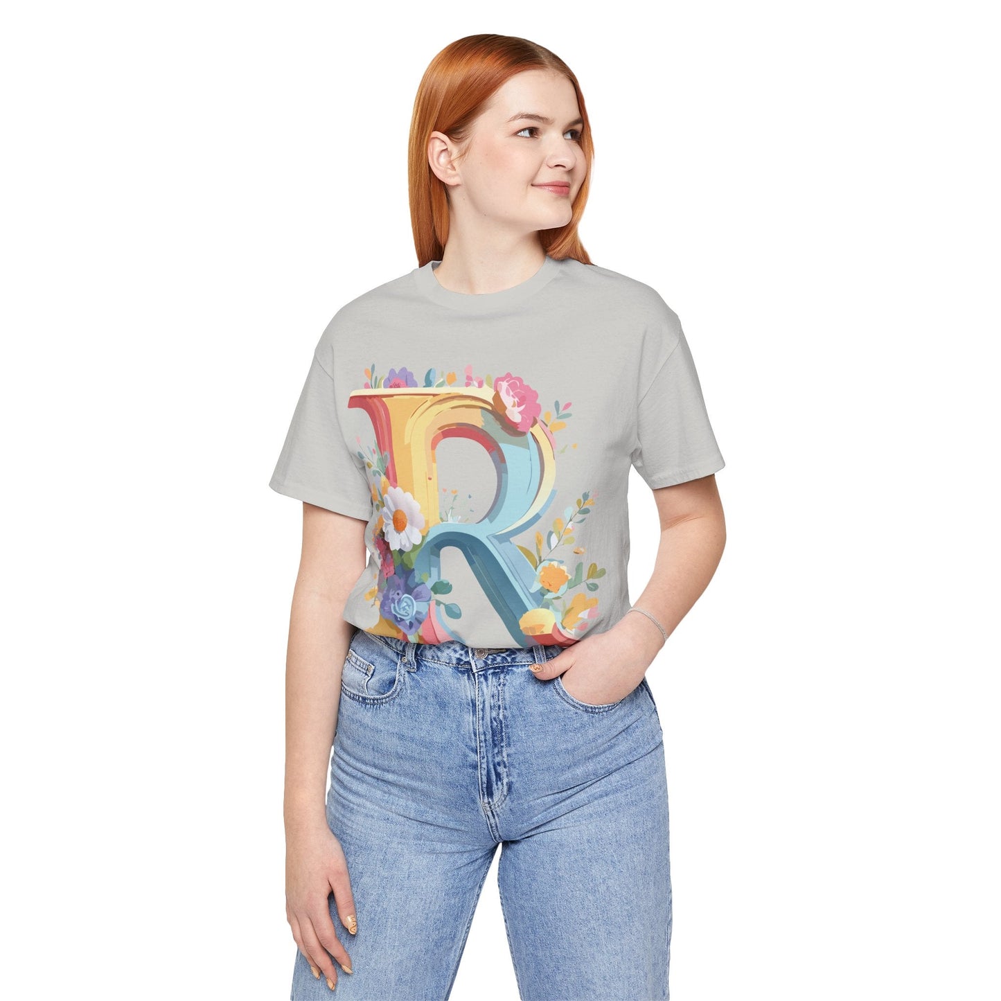 Adelpha Letter R Graphic Tee Unisex Short Sleeve Vintage Style Art Design Artwork Premium Fit