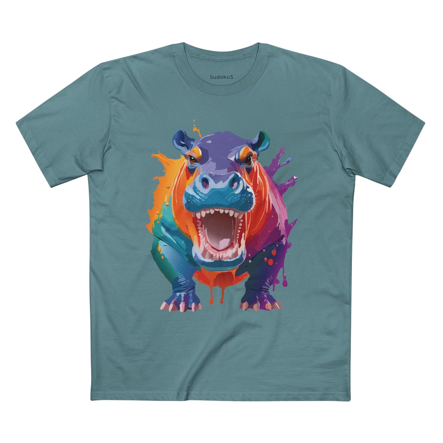 Hippo Graphic Unisex 100 Cotton Staple Tee with Animal Design Artwork 5