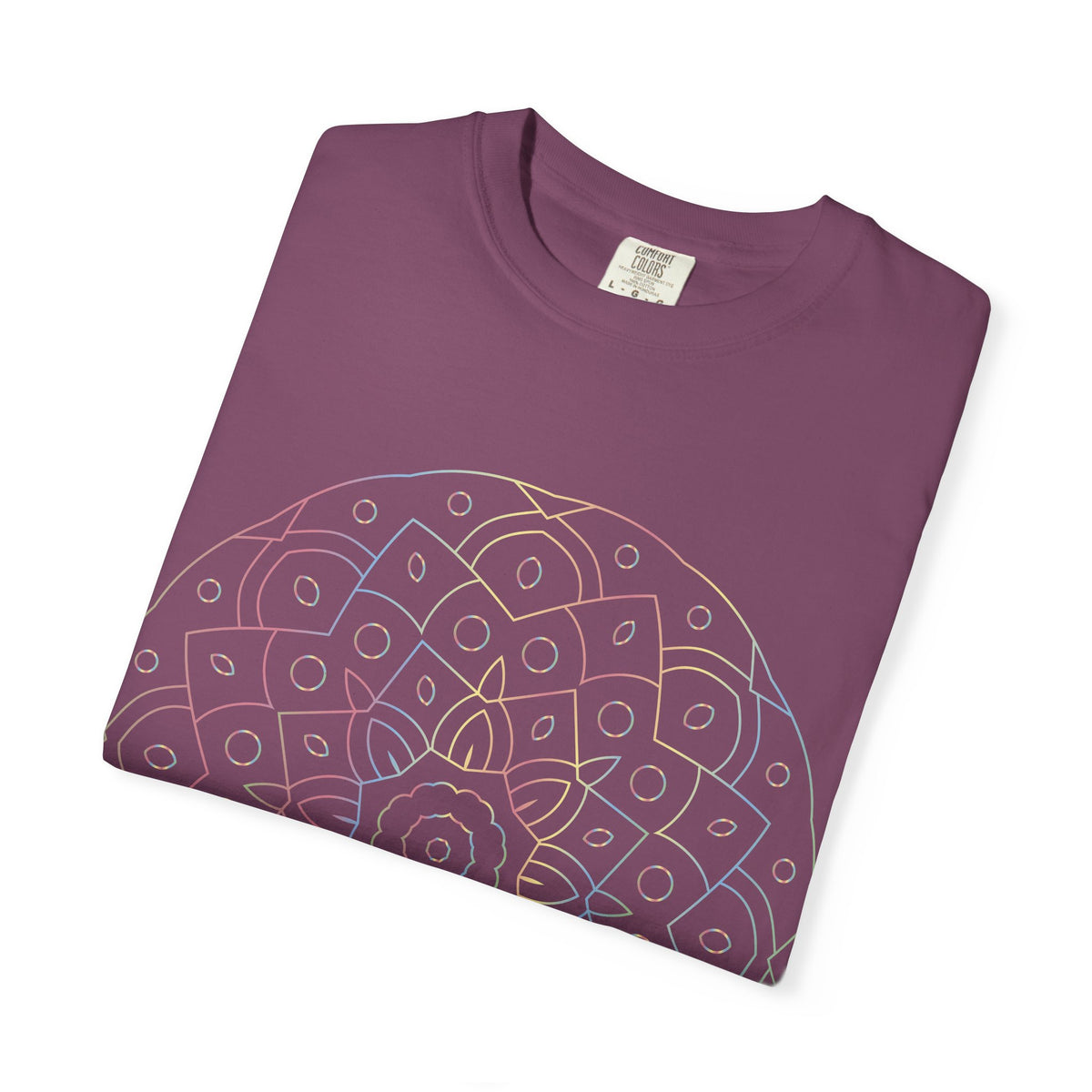 Unisex Garment Dyed Cotton T-Shirt with Mandala Graphic Design