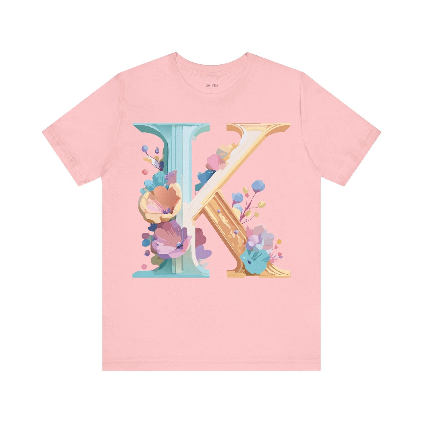 Letter K Graphic Tee Unisex Shirt By Adelpha Vintage Art Design Short Sleeve Collection