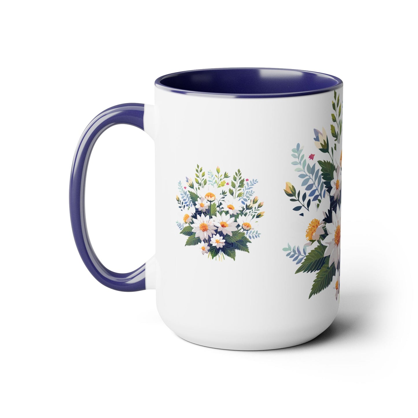 Two-Tone Coffee Mug with flowers