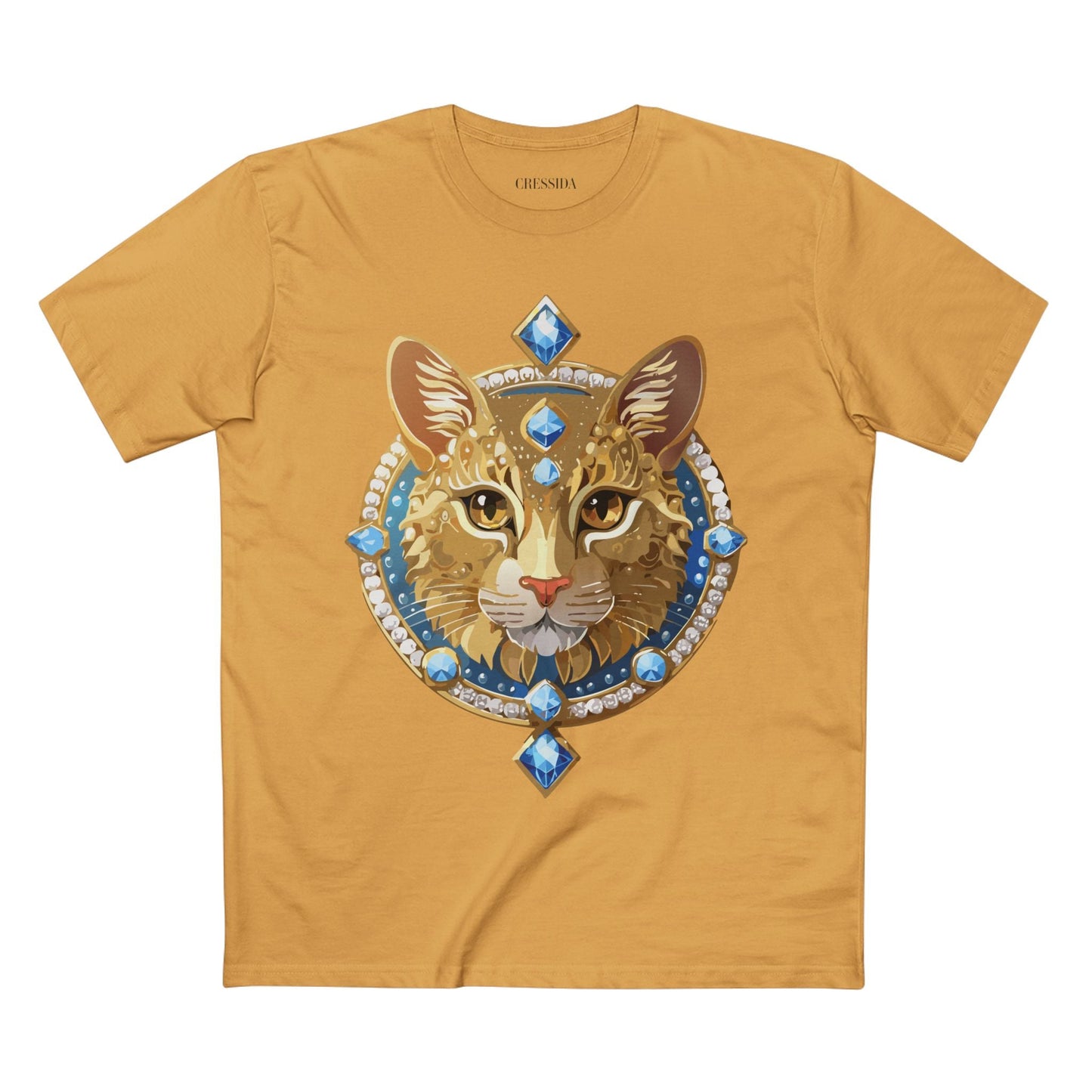 Cat Graphic Unisex 100 Cotton Tee With Unique Animal Golden Medallion Art Design 10