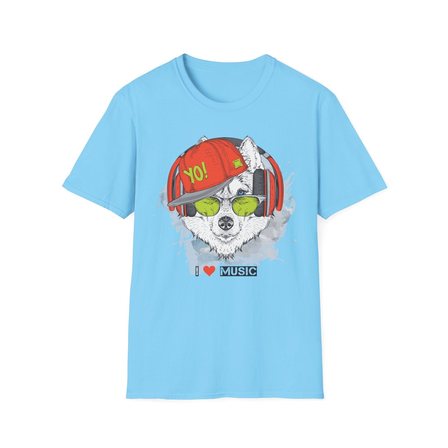 Unisex Music Animals Short Sleeve T Shirt With Headphones For Music Lovers Gildan 64000