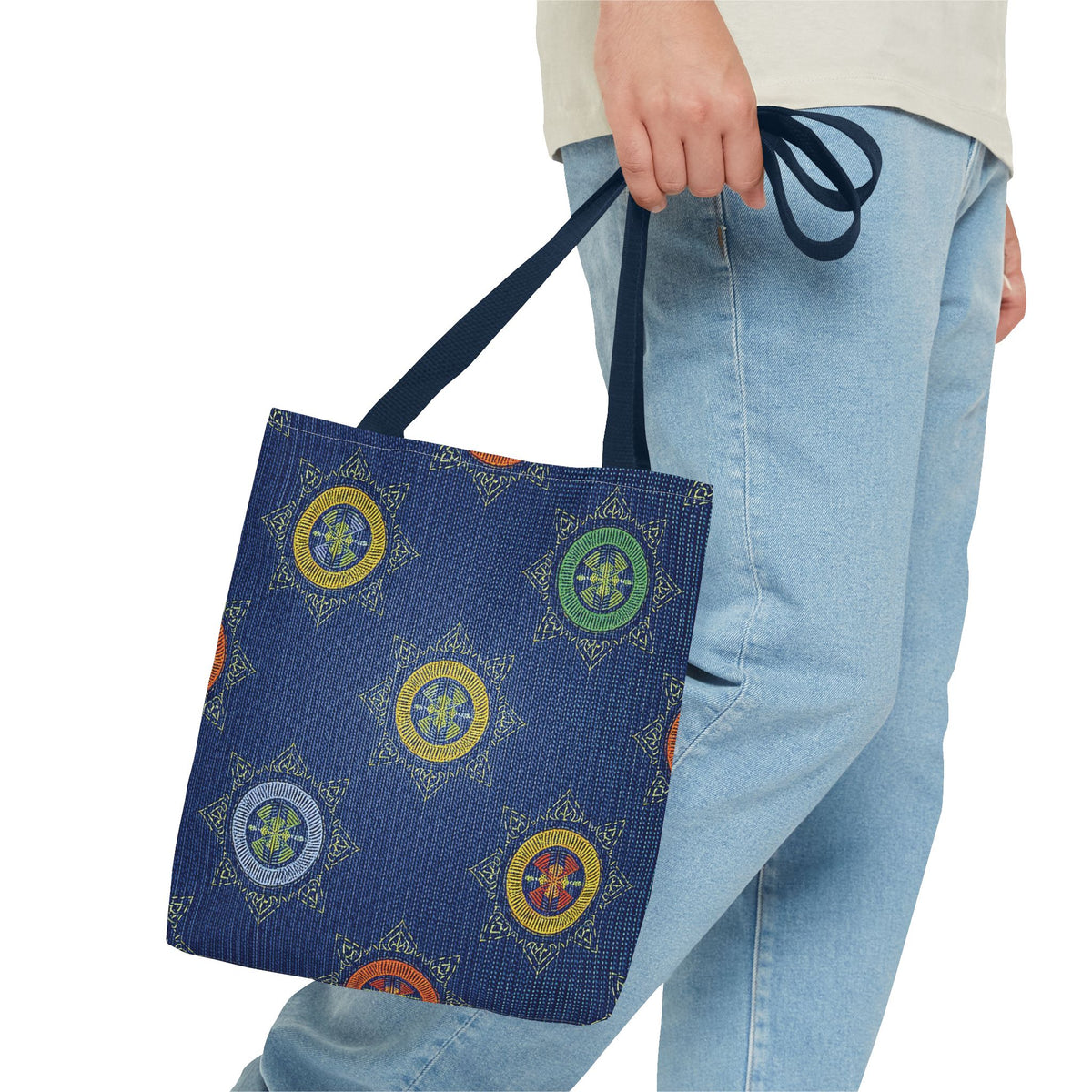 Diwali Graphic Denim Fabric Imitation Print Unisex Canvas Bag Poly Spun 3 Sizes Tote Bag 205-2