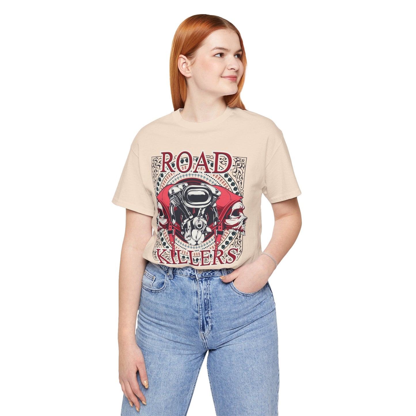 Dark Road Motorcycle Helmet Skull Tee Biker graphic t-shirt G-1