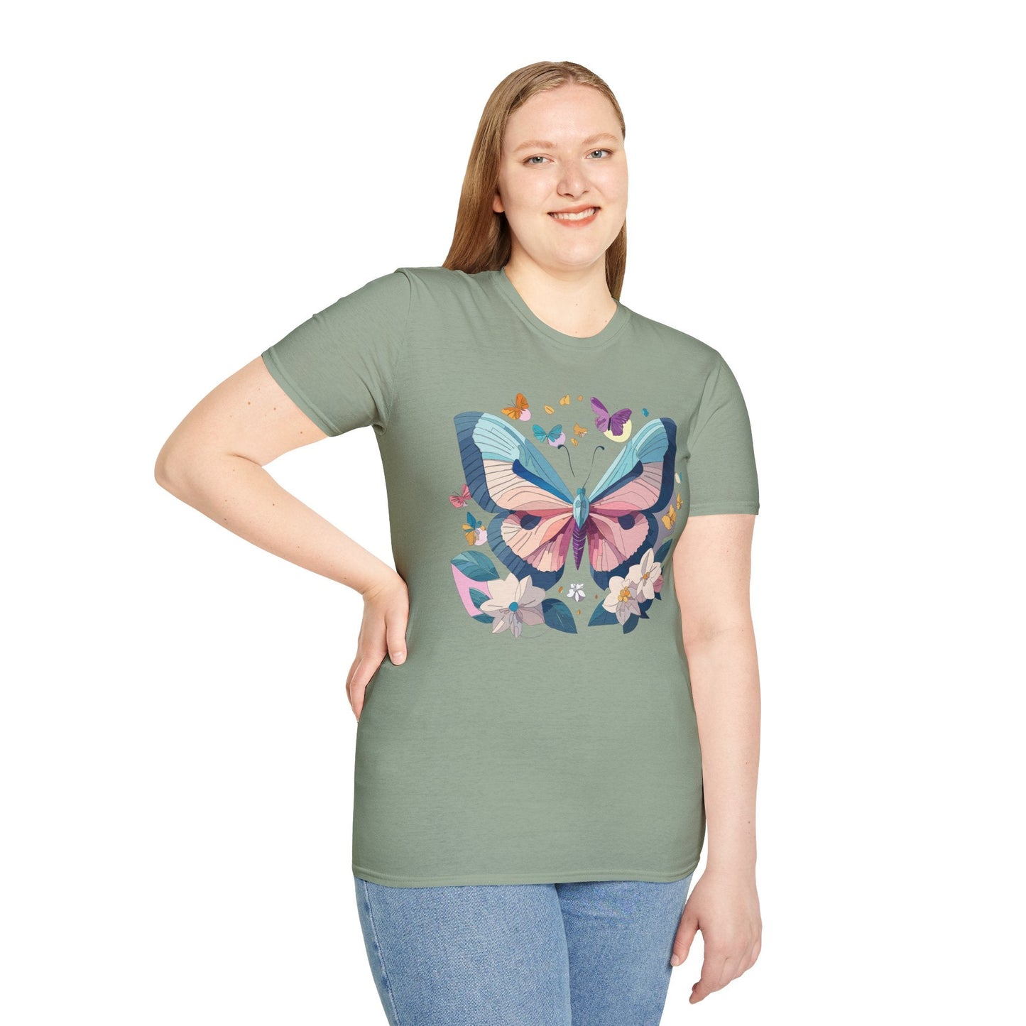Butterfly Shirt Unisex T Shirt Softstyle Gildan 64000 Ring Spun Cotton Monarch Design