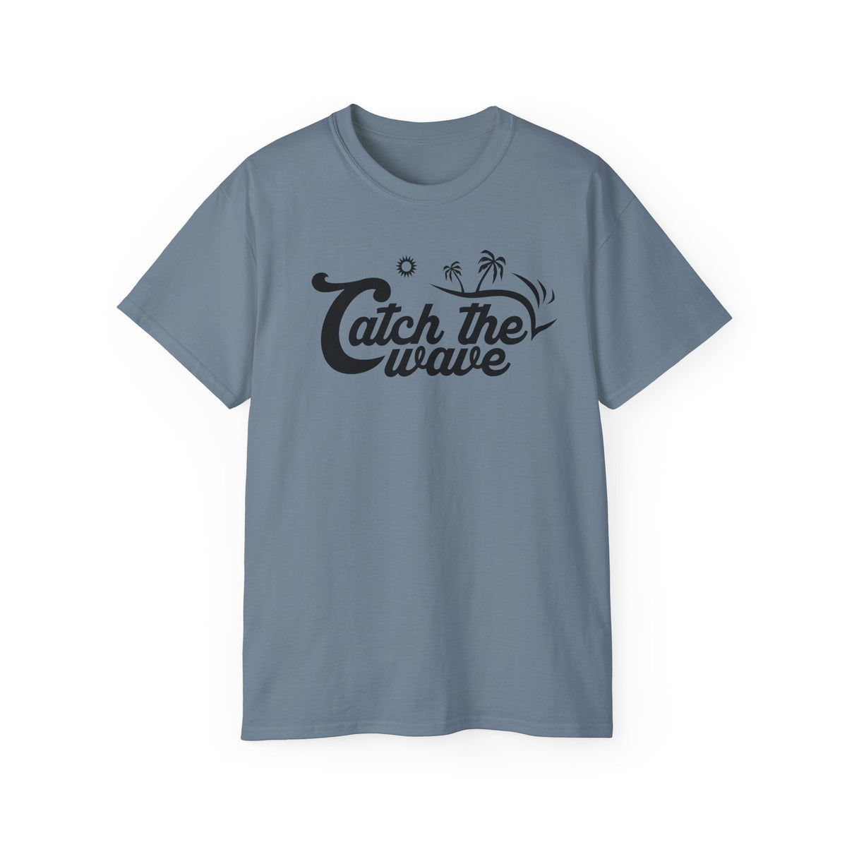 Catch the Wave Tee | Surf Script Typography, Palm Trees, Beach Vibes