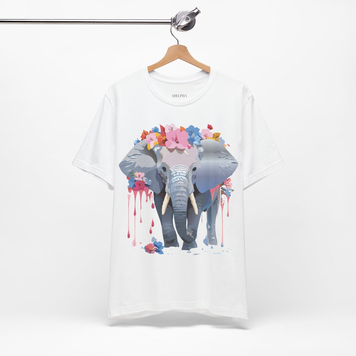 Elephant Graphic Unisex Cotton Bella+Canvas Tee with Art Animal Design e124