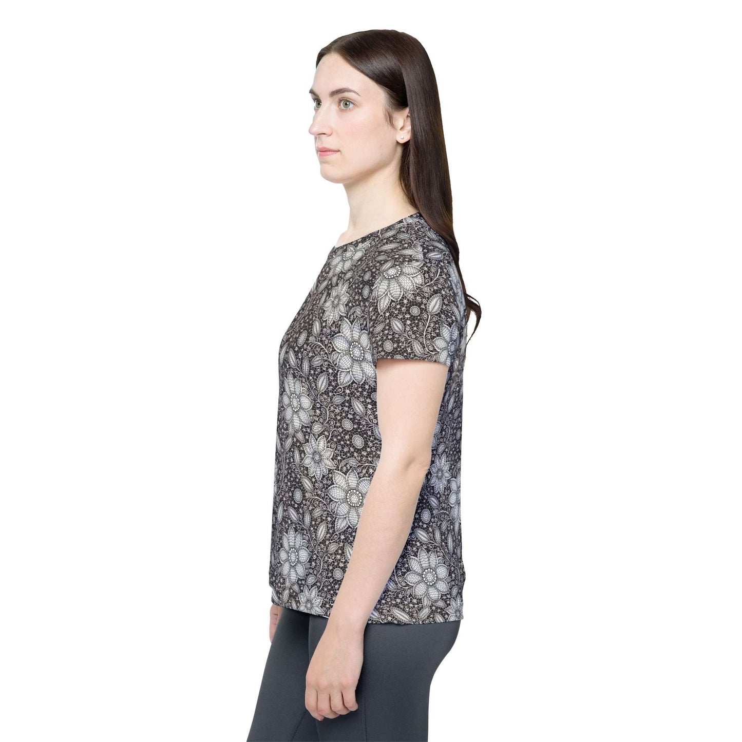 Women Poly T-Shirt with Lace Print 7