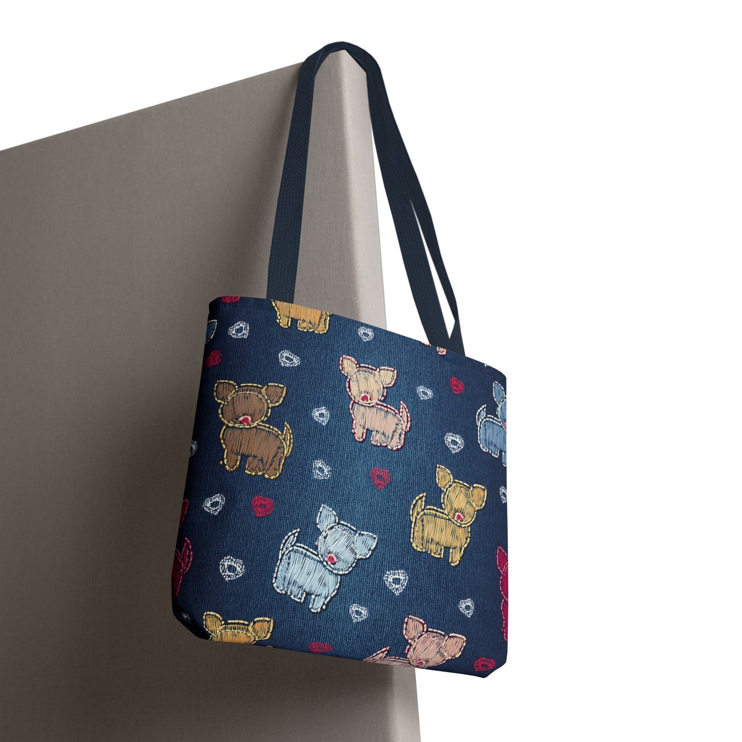 Love Day Graphic Design Denim Fabric Imitation Print Unisex Canvas Bag POLY 3 Sizes Tote Bag 201-11