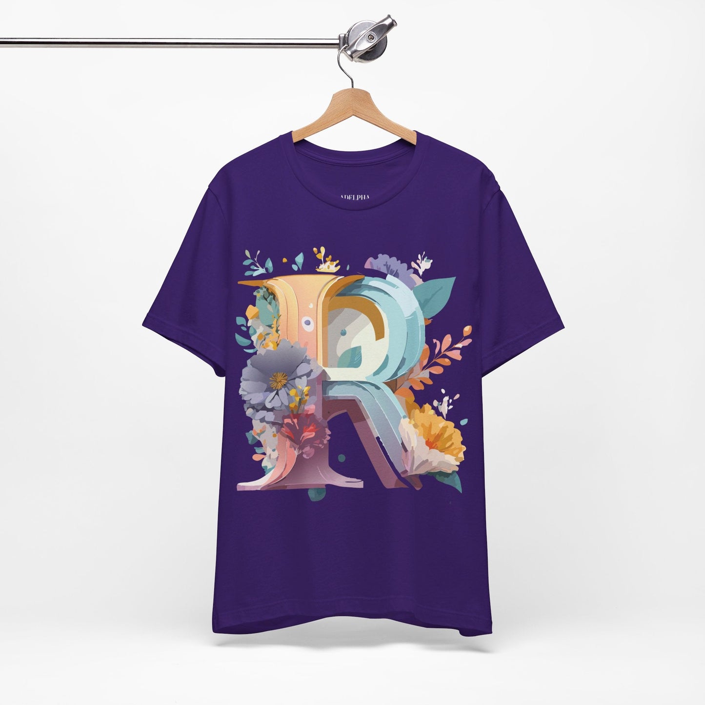Letter R Graphic Tee Unisex Short Sleeve Vintage Inspired Shirt By Adelpha Art Design Tee