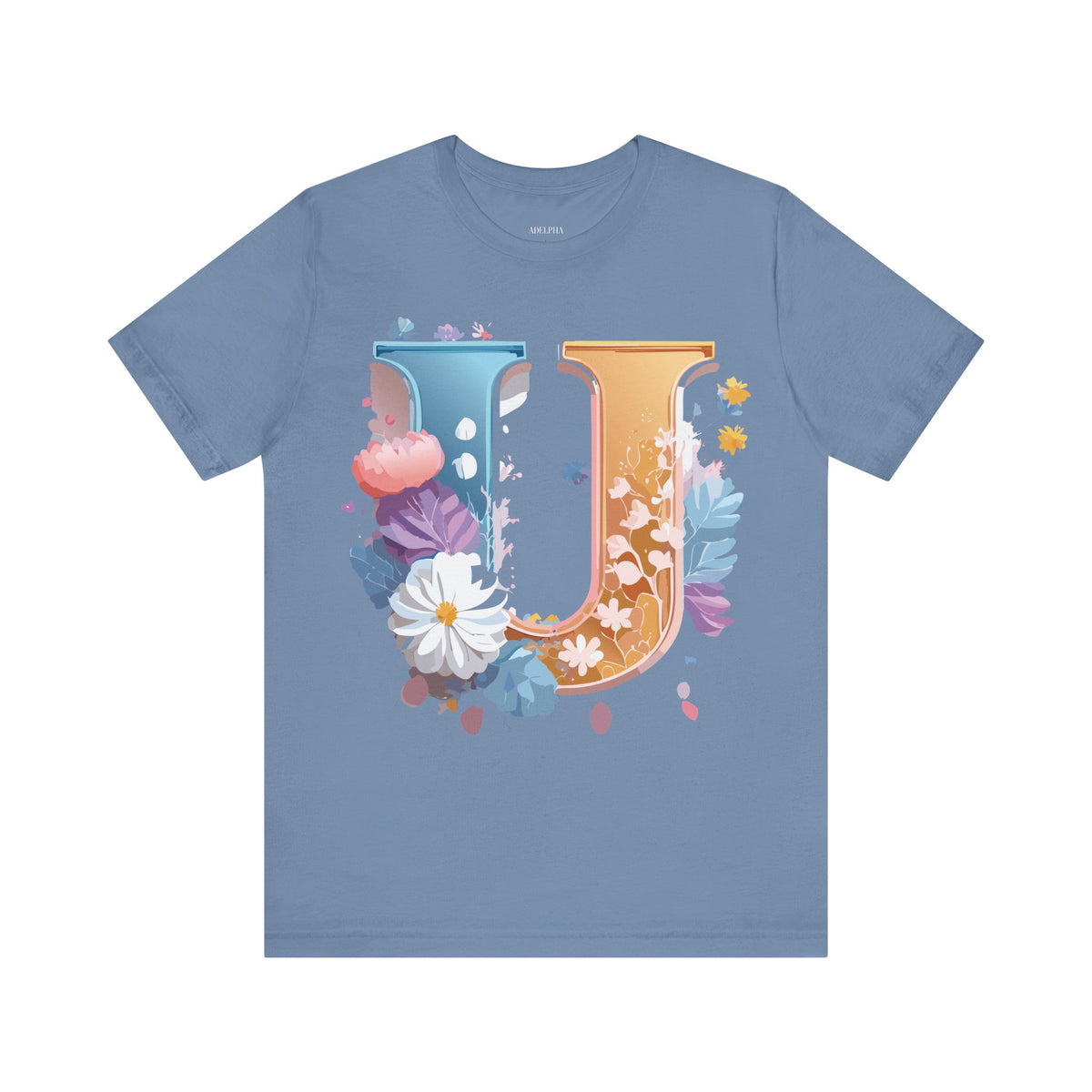 Letter U Graphic Unisex Cotton Bella+Canvas Tee with Art Letter Design