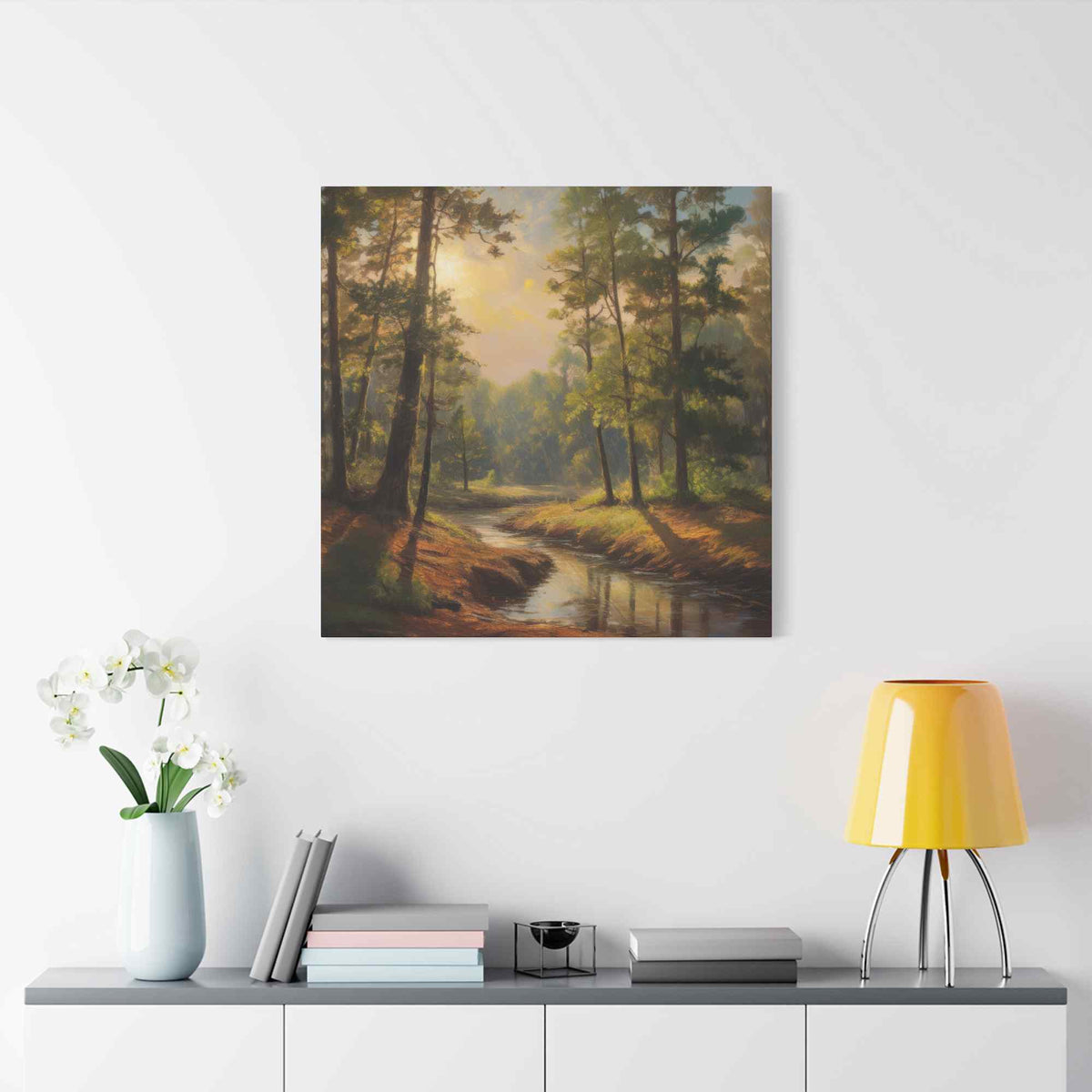 Forest Print Canvas, Trees Oil Paint Print 20x20, 24x24, 30x30, 32x32, 36x36 Art Design Print Pine-Wood Inner Frame MC-71