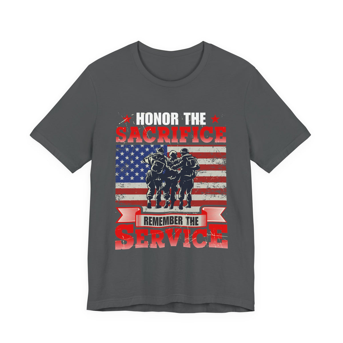 Honor the Sacrifice Remember the Service T-Shirt American Flag Soldiers Unisex Cotton v24