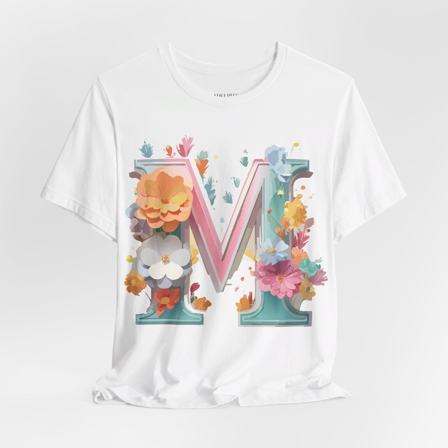 Letter M Graphic Tee Unisex Short Sleeve Shirt By Adelpha Vintage Artwork Design