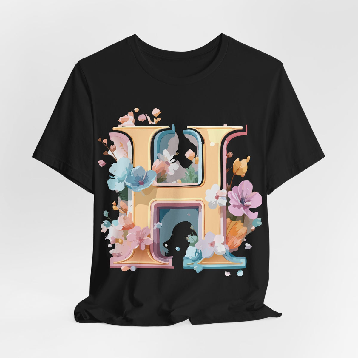 Letter H Graphic Unisex Cotton Bella+Canvas Tee with Art Letter Design
