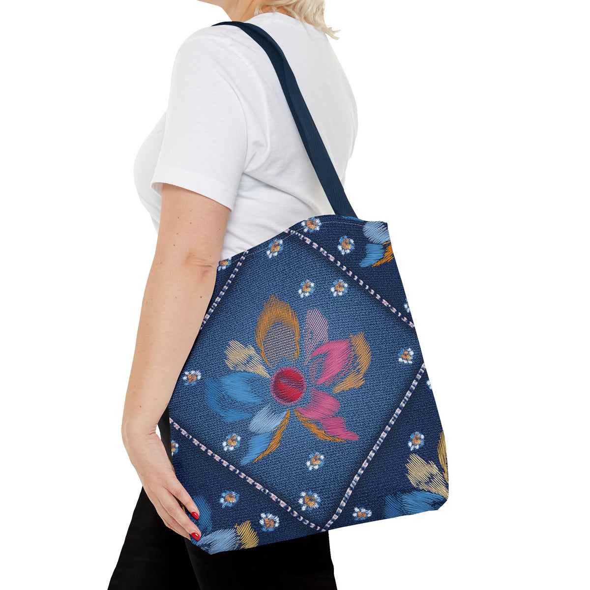 Denim Fabric Imitation Print Unisex Canvas Bag Poly Spun 3 Sizes Tote Bag 172