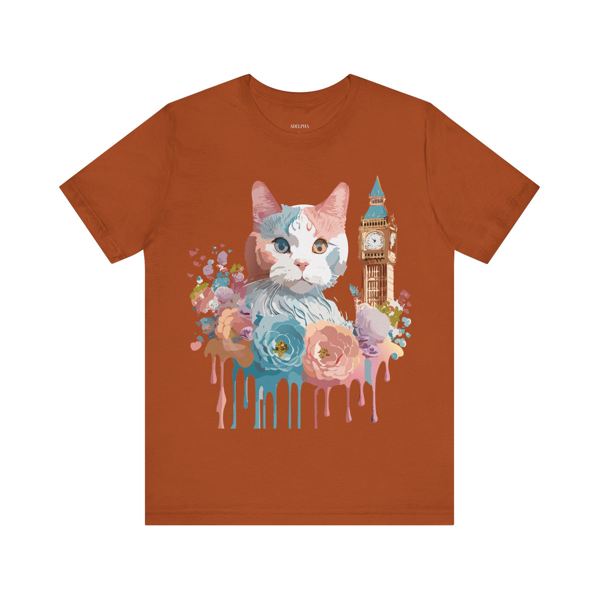 Cat Graphic Unisex Cotton Bella+Canvas Tee with Art Animal Design e100