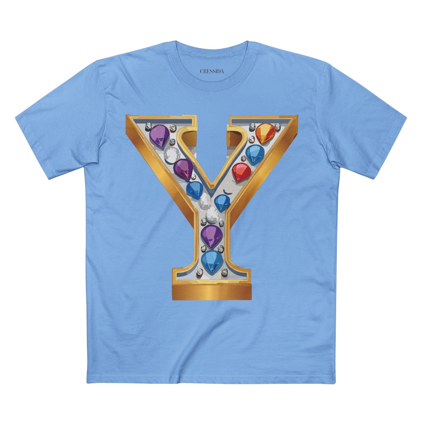 Letter Y Graphic Design Tee Unisex 100 Cotton With Antique Gold Letters Artwork T-Shirt