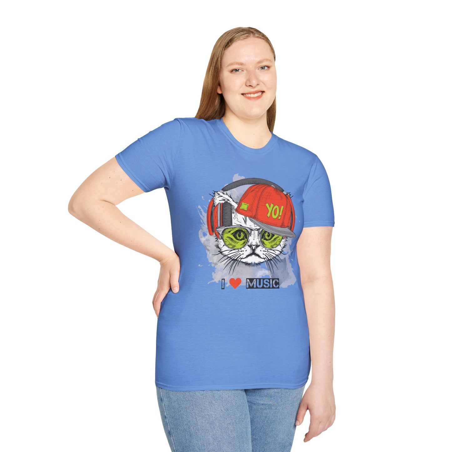 I Love Music Animals Shirt With Headphones Unisex Softstyle Tee Gildan 64000 Cotton Comfort