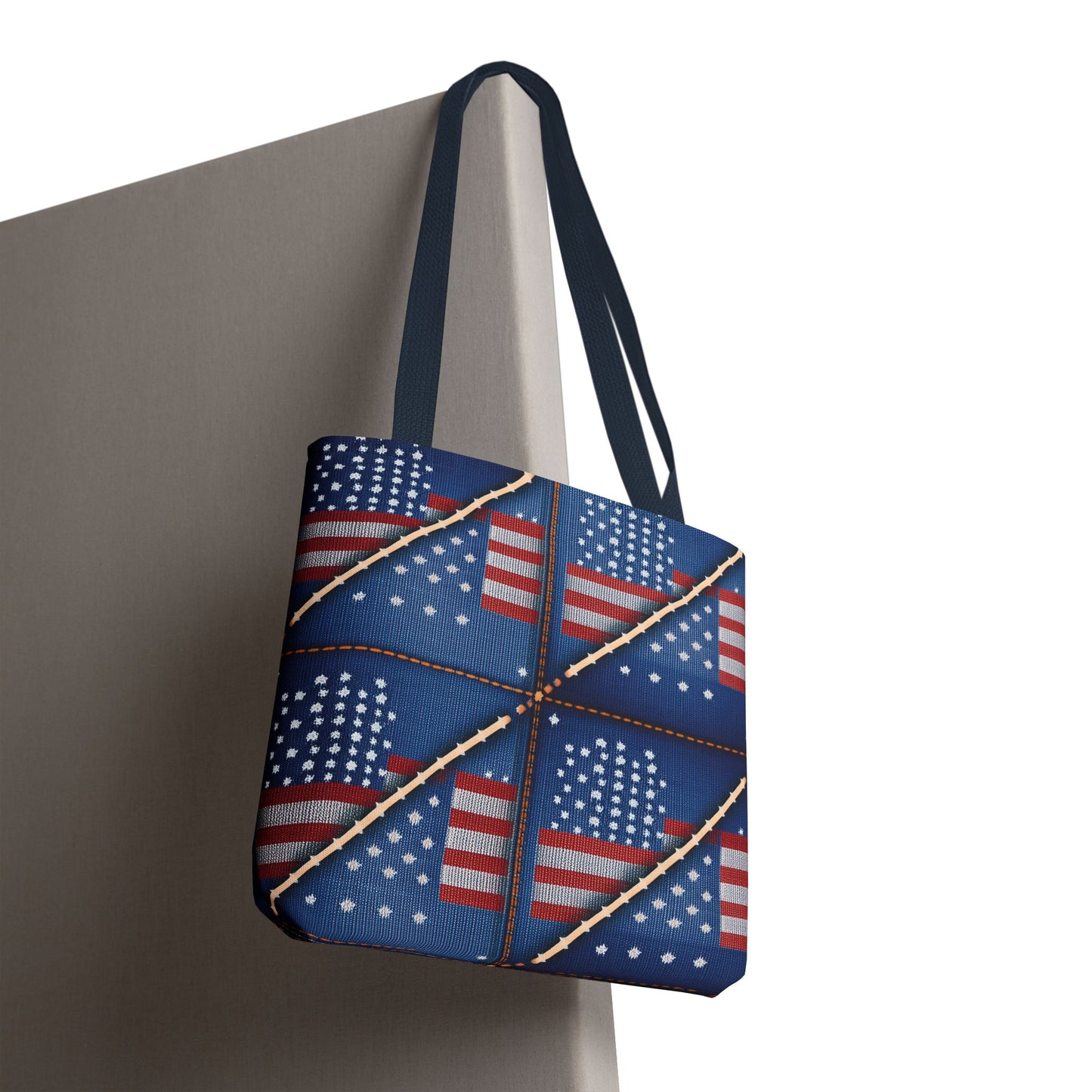 4th of July Graphic Denim Fabric Imitation Print Unisex Canvas Bag Poly Spun 3 Sizes Tote Bag 200-19