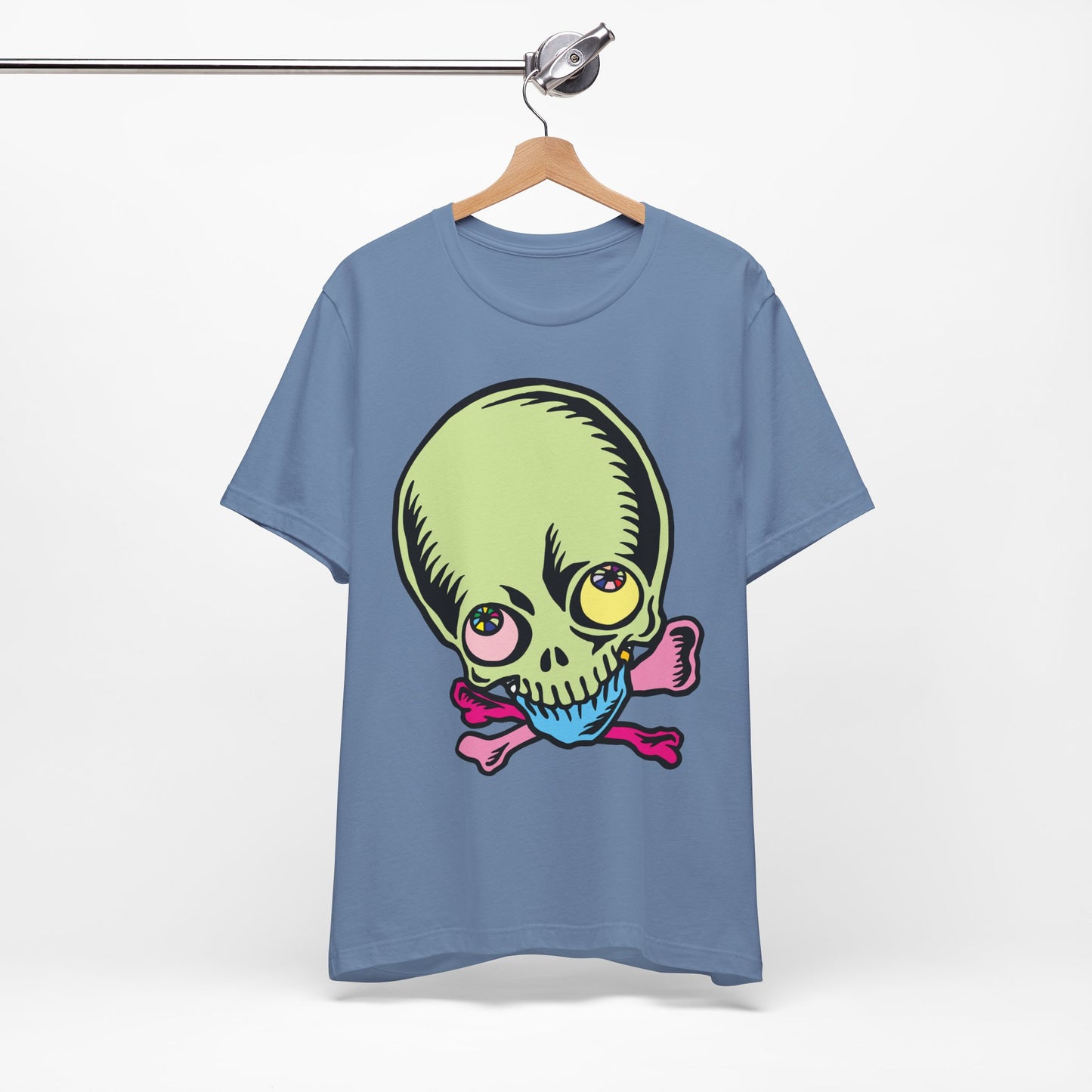 Lt Green Skull Graphic Design Tee, Skull Shirt, Vintage Tees, Art Design T-Shirt, Vintage Graphic Tee, Art Shirts with Skulls