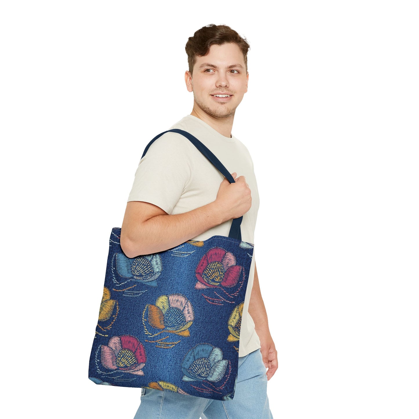 Denim Fabric Imitation Print Unisex Canvas Bag Poly Spun 3 Sizes Tote Bag 165