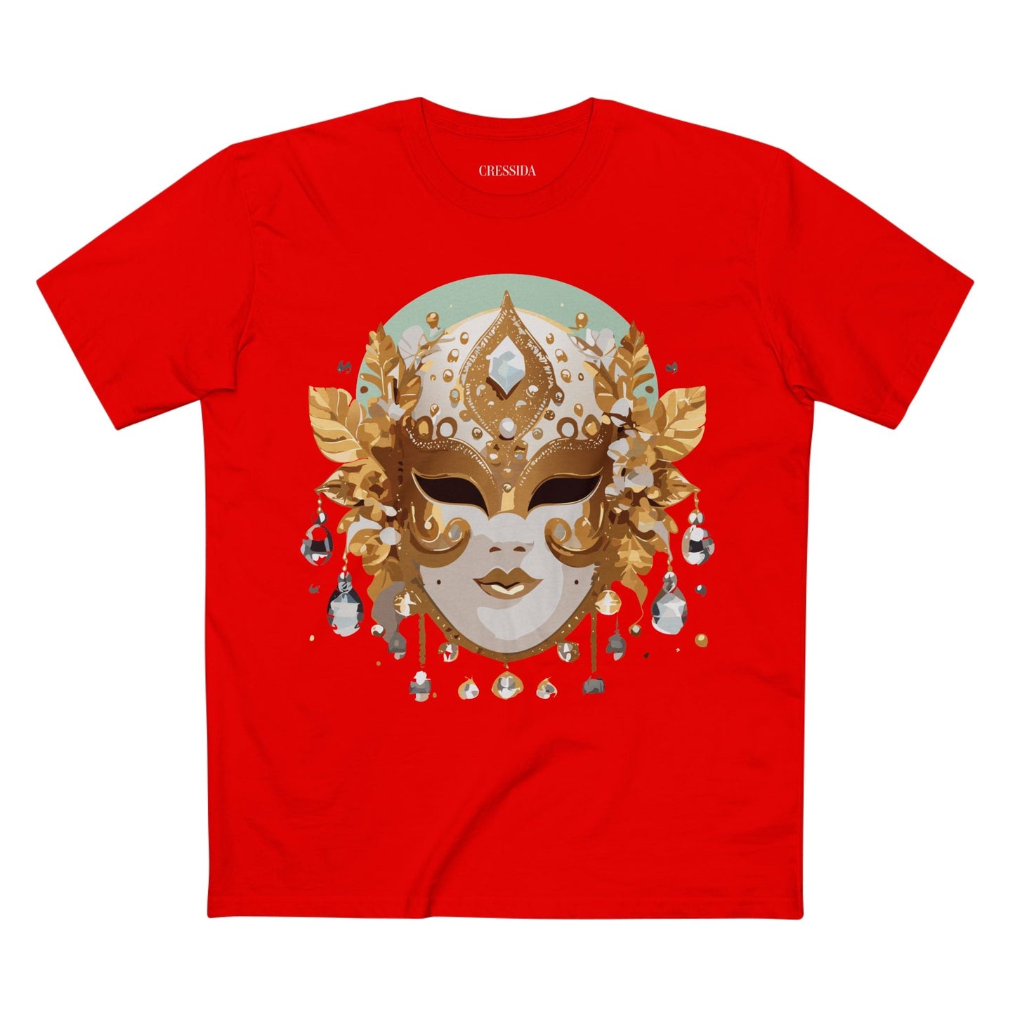 Carnival Mask Graphic T-Shirt Unisex 100 Cotton With Antique Gold Art Design Tee 9