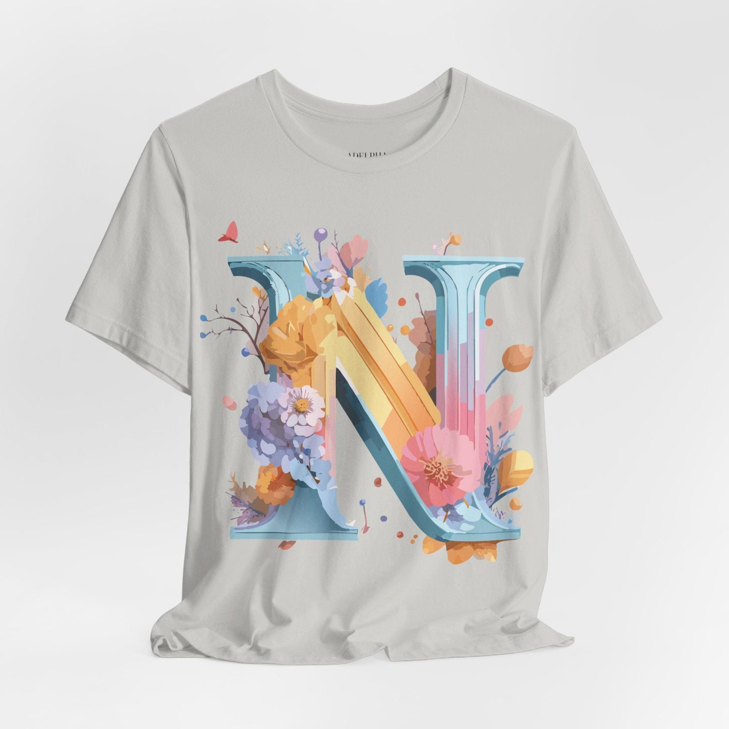 Letter N Shirt Classic Unisex Graphic Tee With Premium Vintage Adelpha Artwork Jersey Short Sleeve