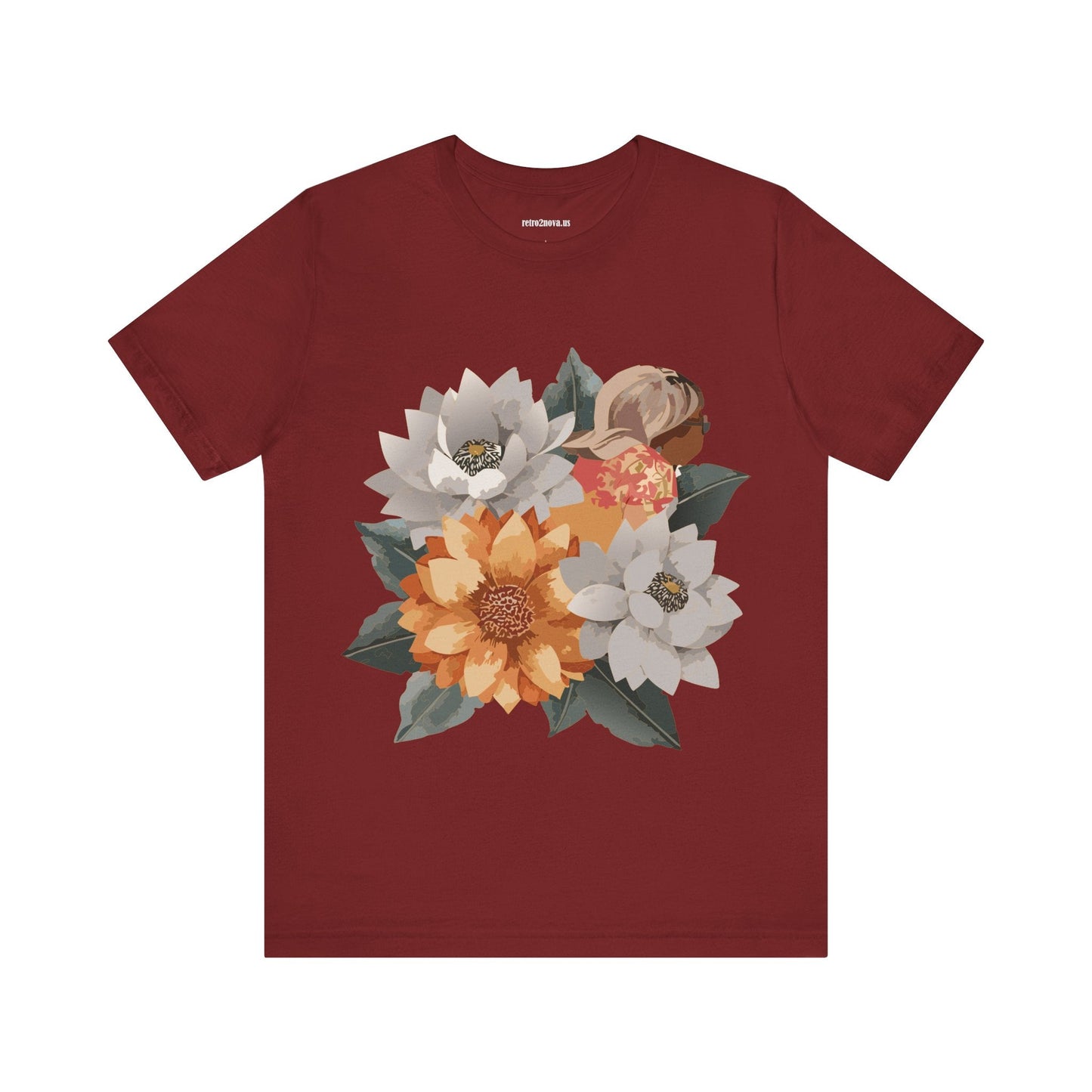 Retro2Nova Flowers Shirt Floral Shirt Unisex Floral Tee Lightweight Breathable Jersey