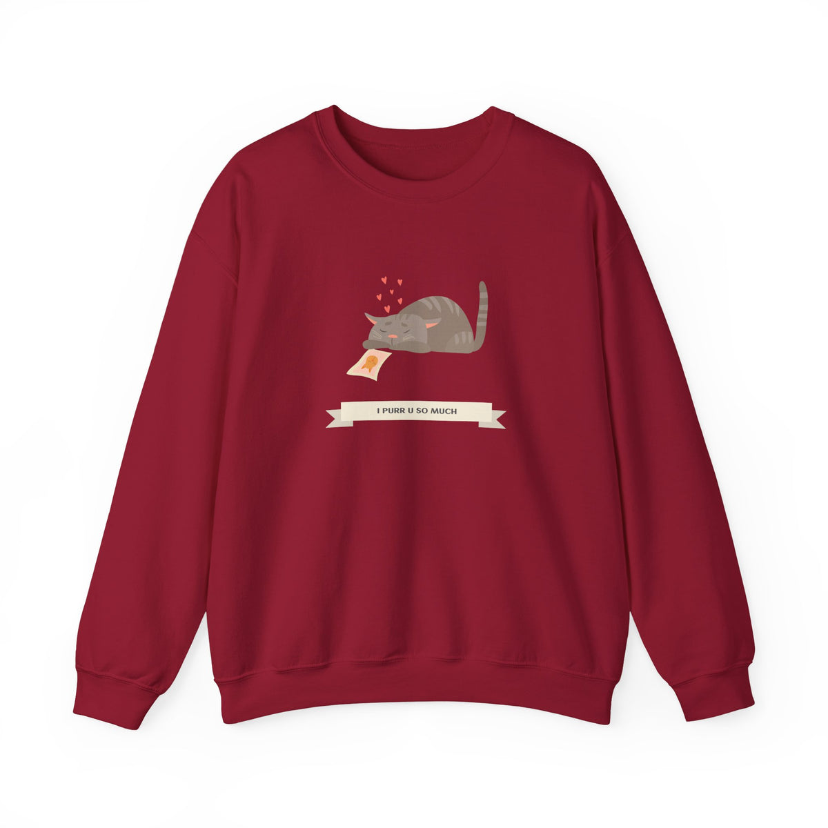Cat Graphic Valentine's Day Sweatshirt Unisex 50/50 Cotton-Poly Animal Sweatshirt w07