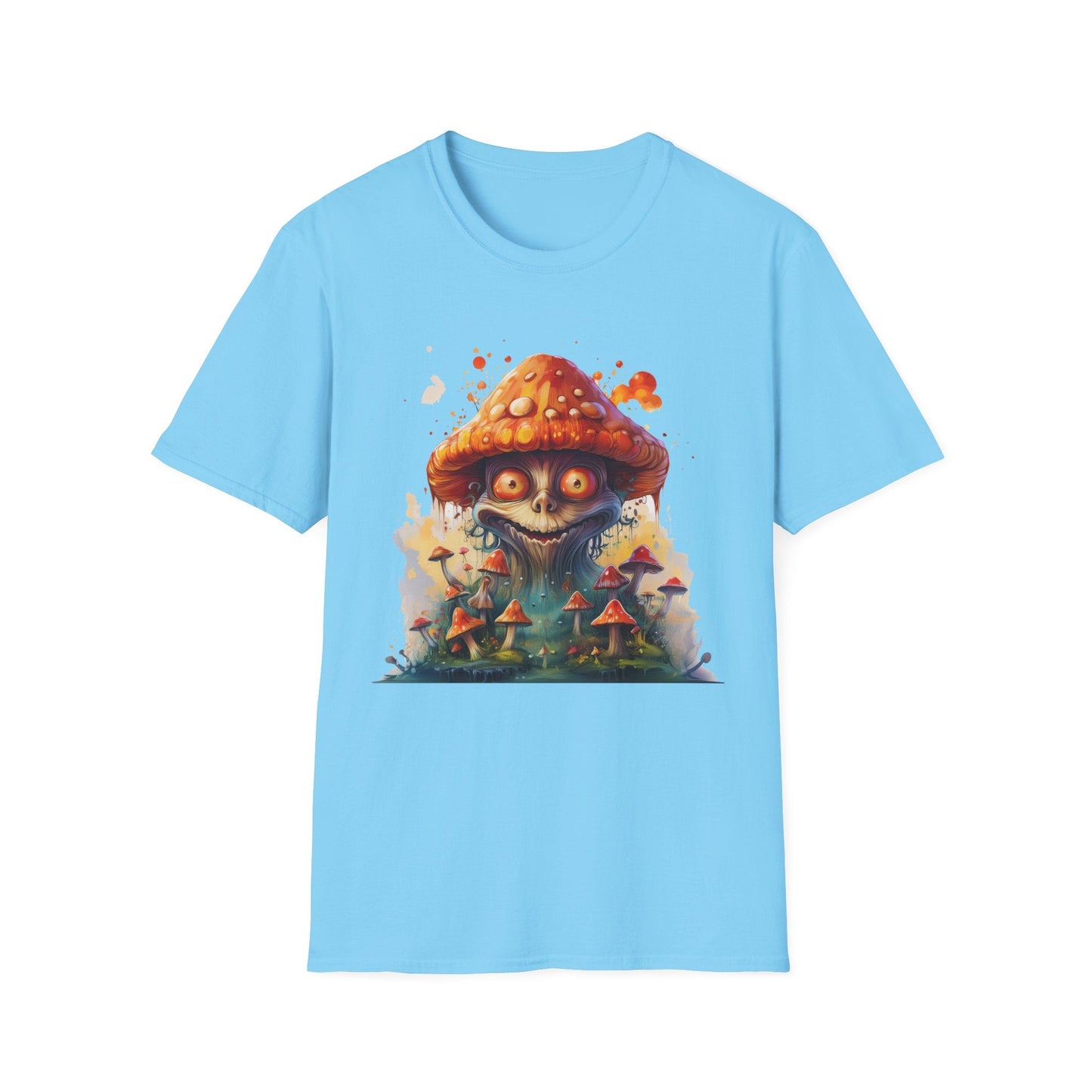 Funny Mashroom Tee Shirt Unisex Softstyle Cotton Art Design with Fungus Graphic Artwork Theme