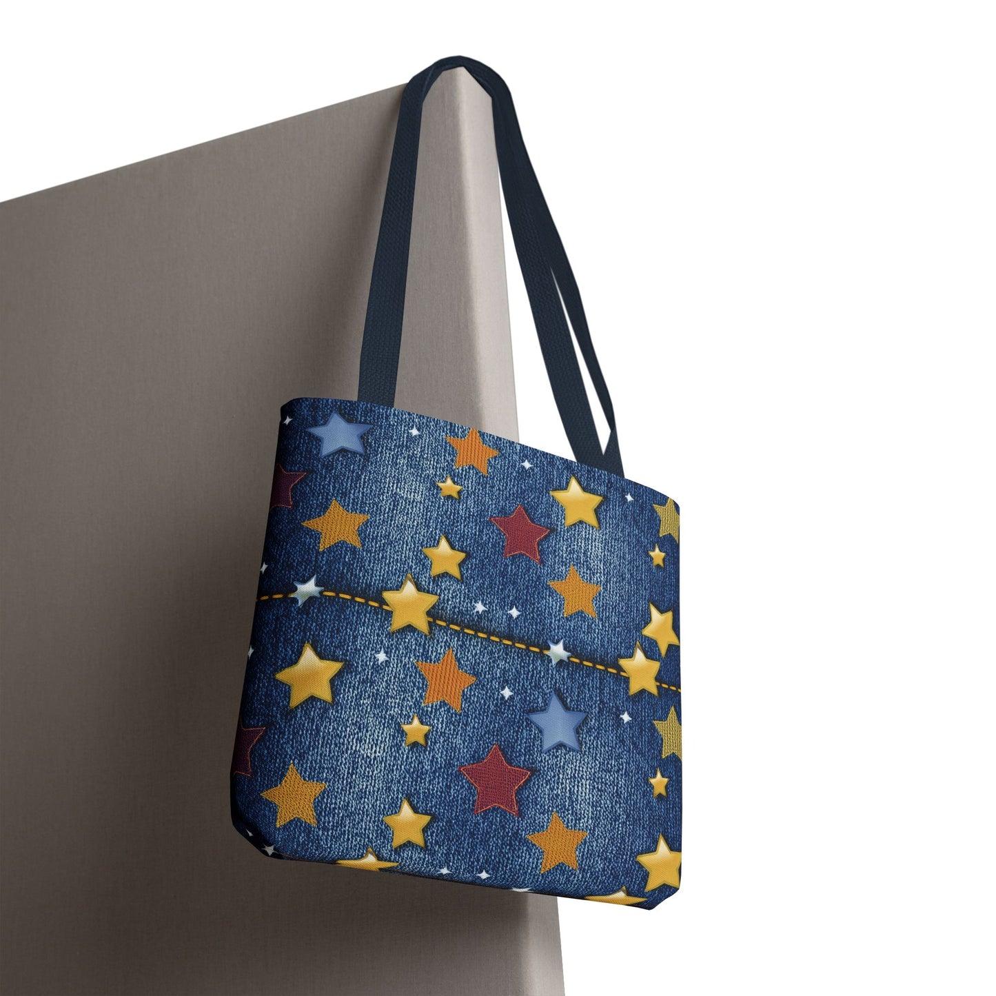 Denim Fabric Imitation Print Unisex Canvas Bag Poly Spun 3 Sizes Tote Bag 181-4