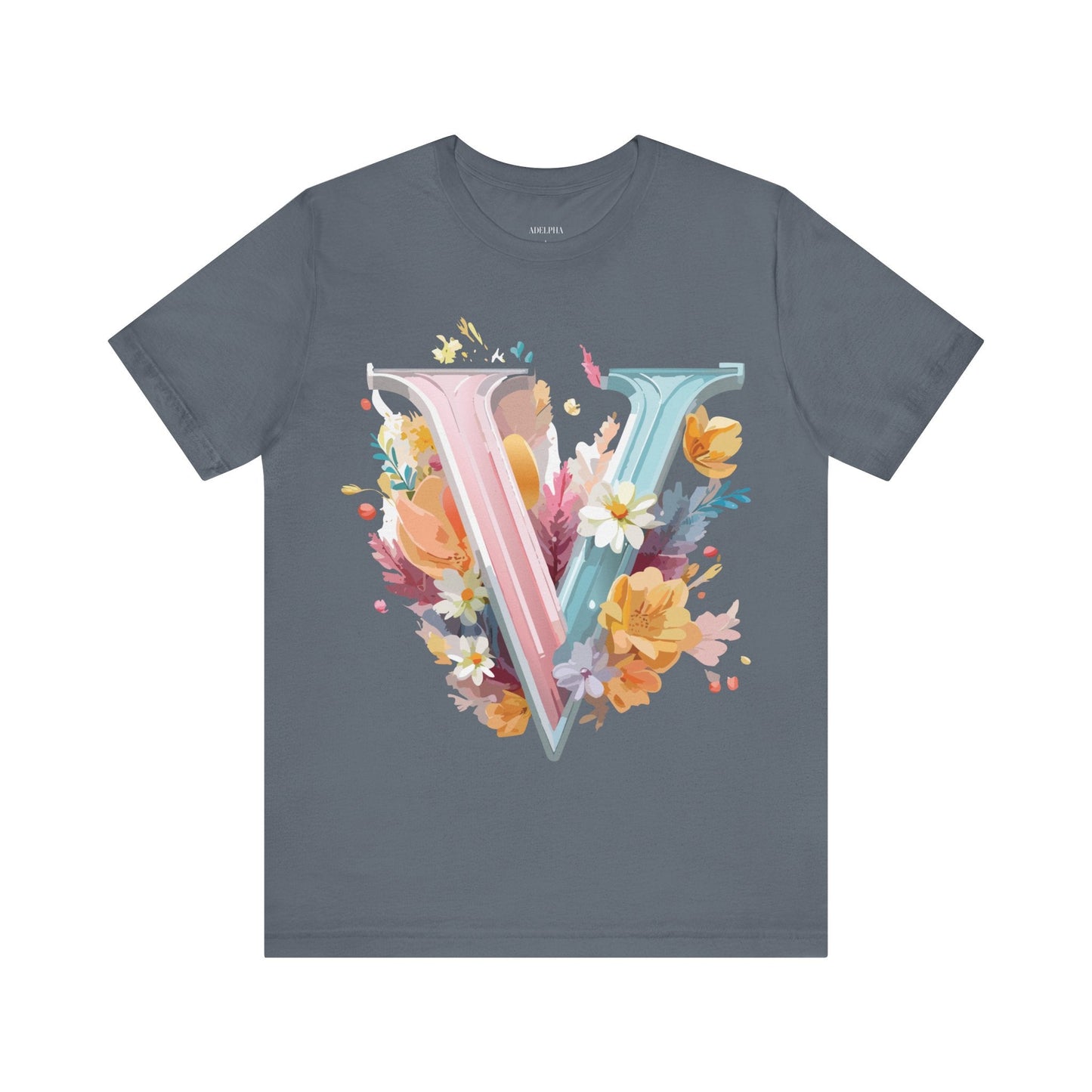 Letter V Shirt Unisex Graphic Tee With Vintage Inspired Artwork By Adelpha Premium Soft Jersey
