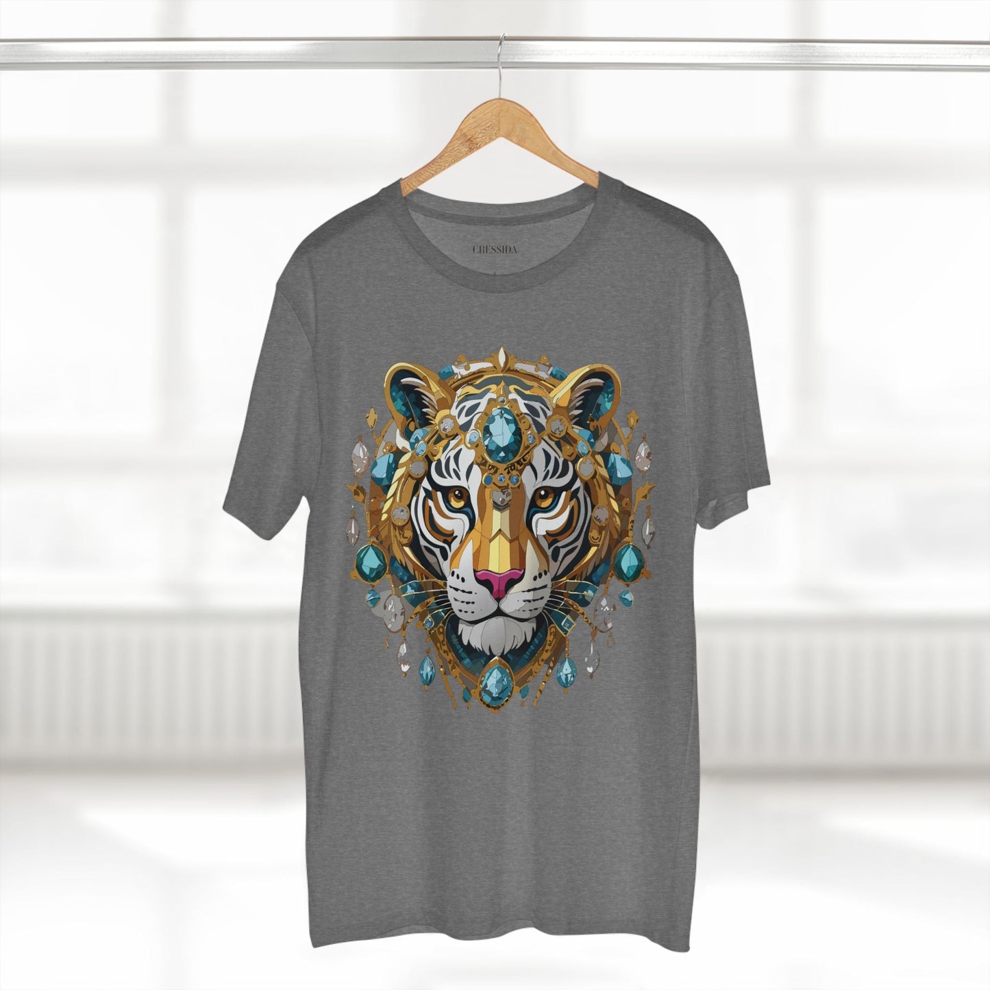 Tiger Graphic Unisex 100 Cotton Tee With Unique Animal Golden Medallion Art Design 50