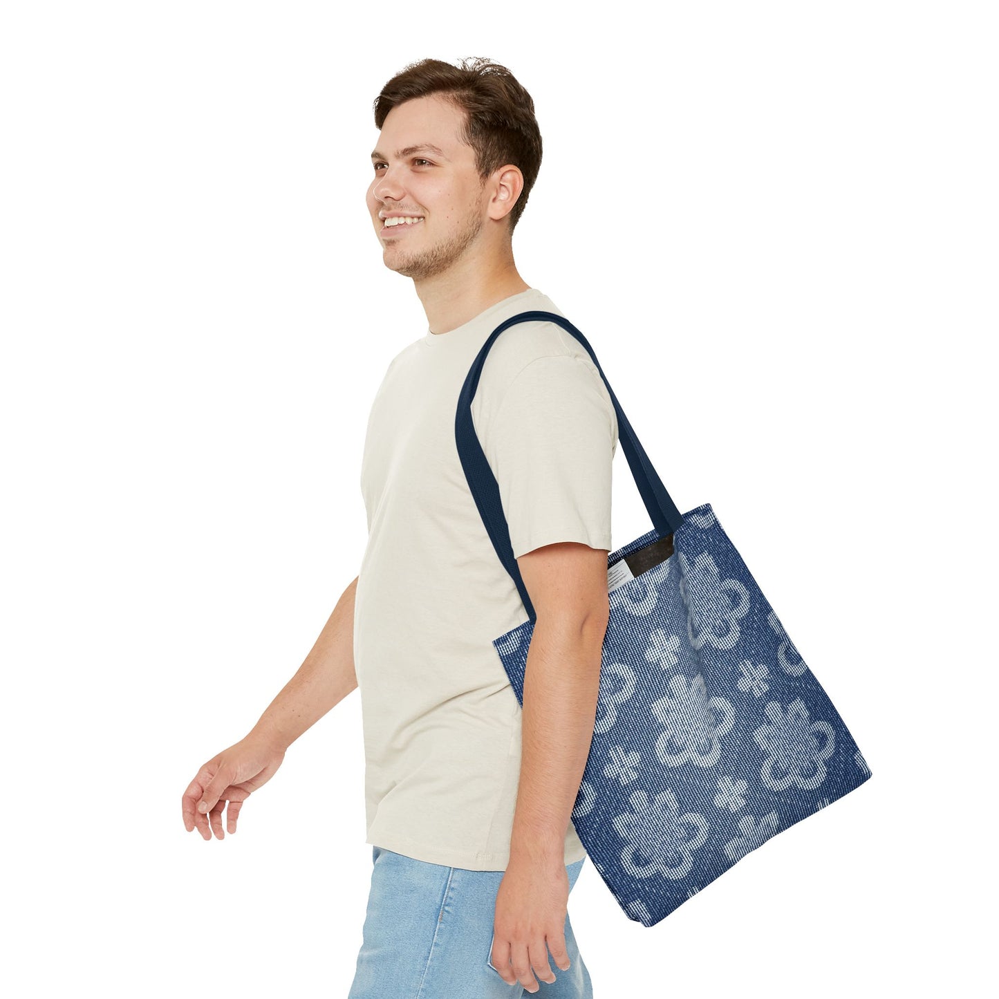 Denim Fabric Imitation Print Unisex Canvas Bag Poly Spun 3 Sizes Tote Bag 108