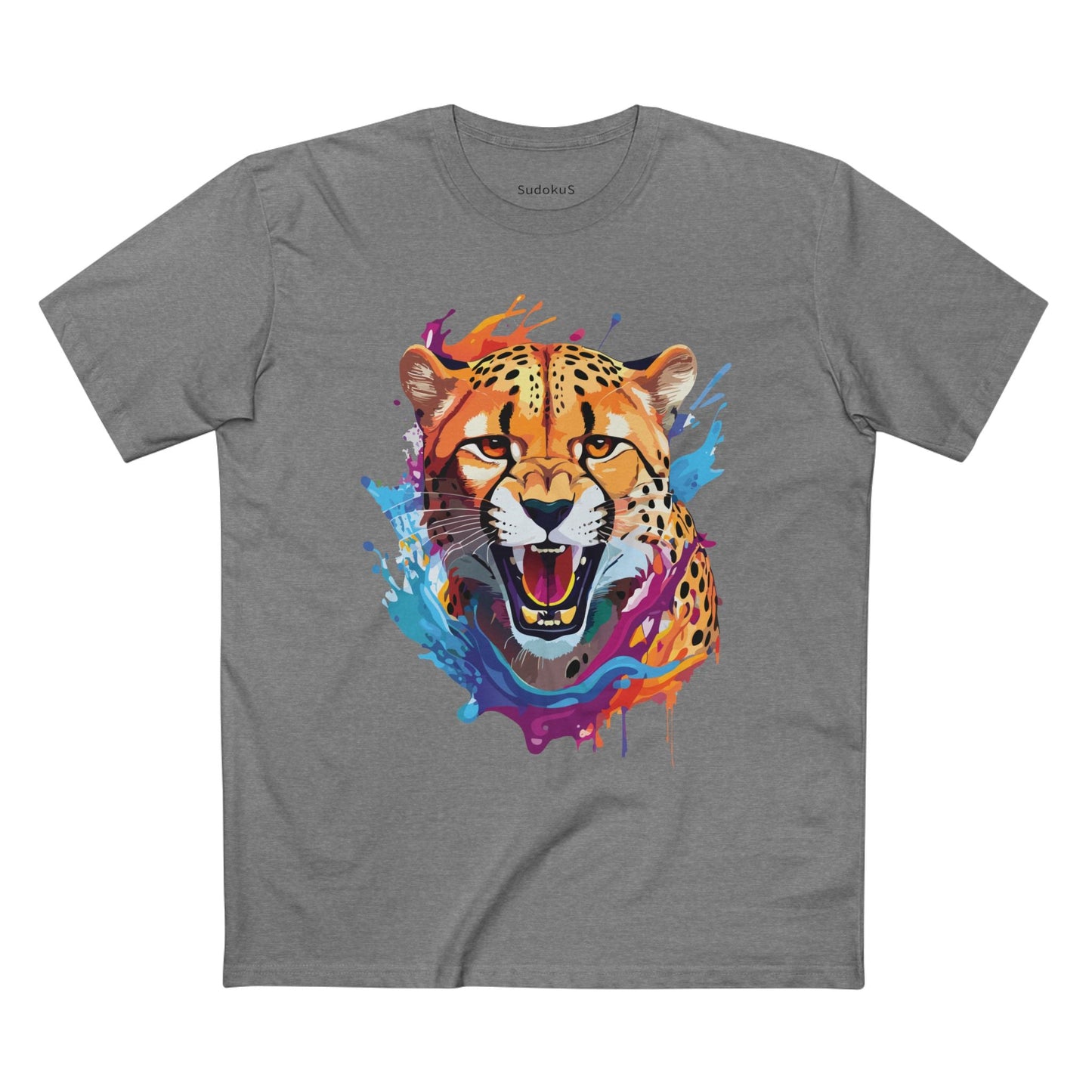 Cheetah Graphic Unisex 100 Cotton Staple Tee with Animal Design Artwork 23