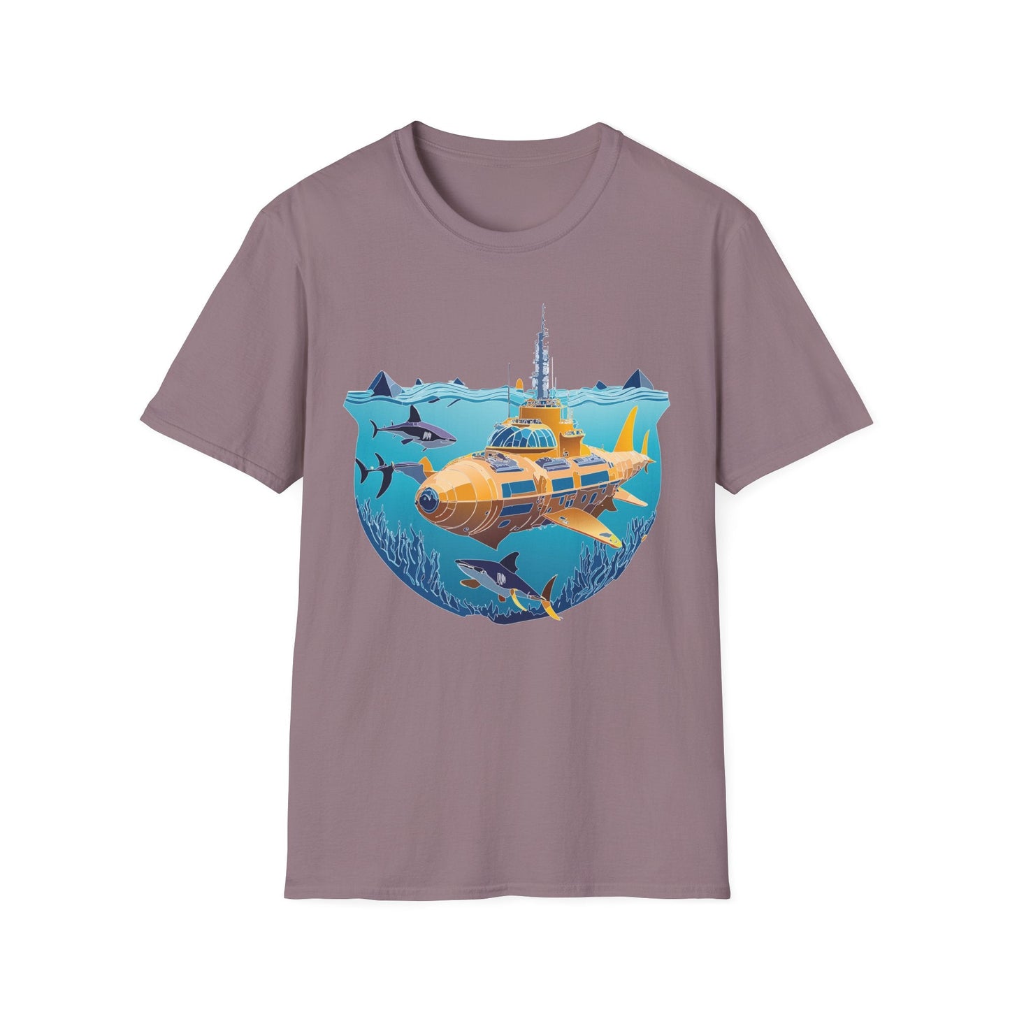 Ocean Tee Shirt Unisex Gildan Softstyle 64000 Ocean Theme Tee With U Boat Design