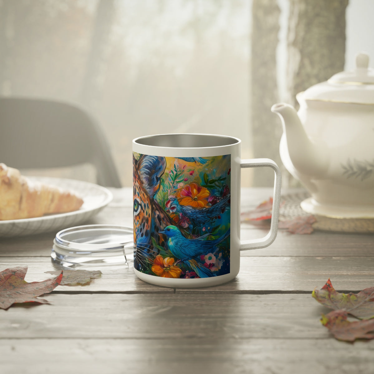 40 Art Design Insulated Coffee Mug Clear Lid 10oz Insulated Coffee Mug 10oz