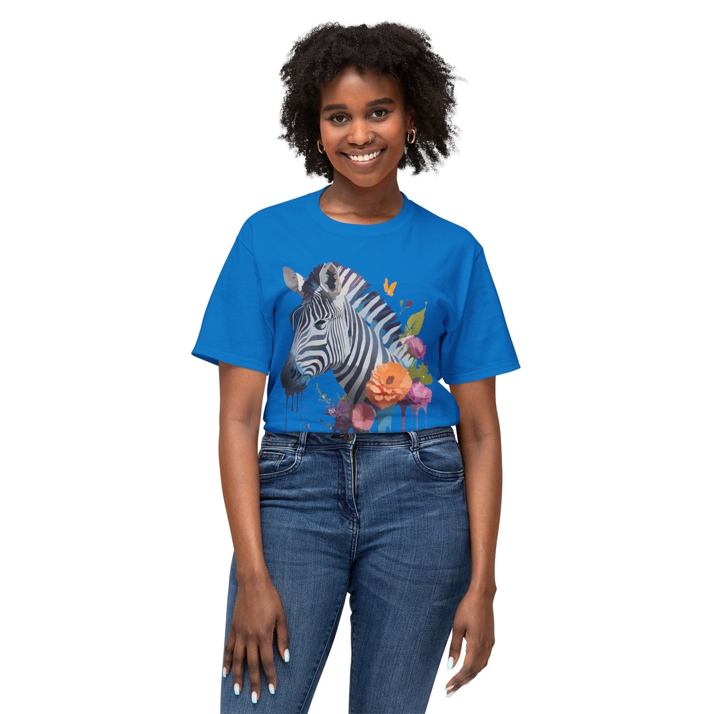 Unisex Zebra Art T Shirt With Full Color Print HD Cotton Tee Made In USA For Everyday Style